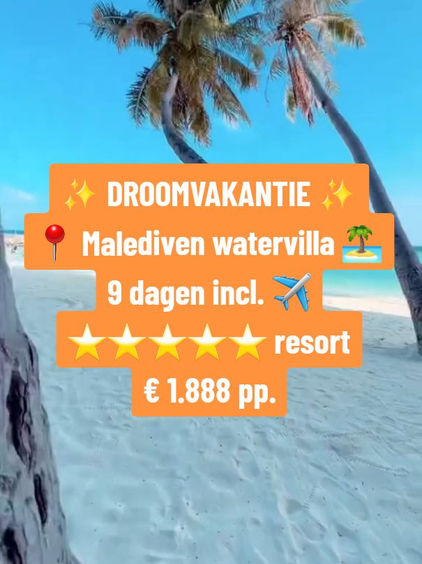 📍 Malediven watervilla! 🏝 DROOMVAKANTIE! ✨️ 9 dagen incl. ✈️ o.b.v. halfpension  ⭐️⭐️⭐️⭐️⭐️ resort € 1.888 per persoon #meervakantievoorminder #malediven #watervilla #droomvakantie #medhufushiislandresort 