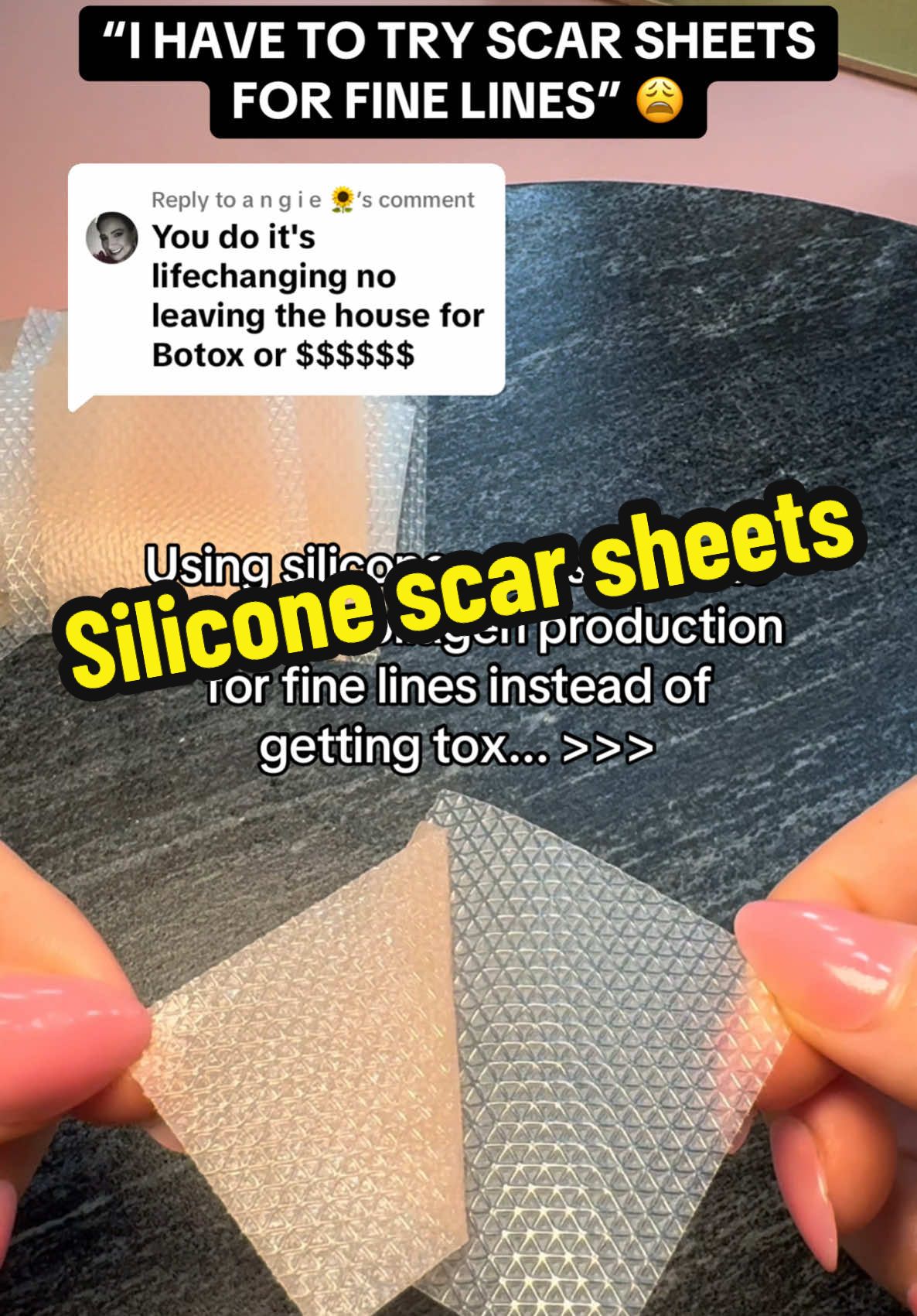 Replying to @a n g i e 🌻 🙌 lifechanging for real! 😩 Silicone scar tape for fine lines >>> The best thing tiktok has taught me #skincare #facetape #antiaging #baddieonabudget #wrinkles #scar #tiktokshopholidayhaul #newyearnewaura silicone scar sheets tagged from tiktok shop