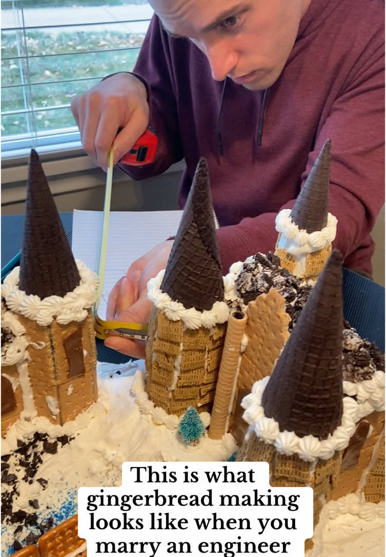 At least we get cool looking houses though! 🏰  #husbandwife #husbandwifecomedy #fyp #gingerbreadhouse #hogwarts 