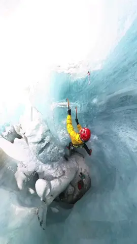 How cool is that. The ice inside the glacier is so blue #iceclimbing #climbing #mountains #glacier #adventure #explore 