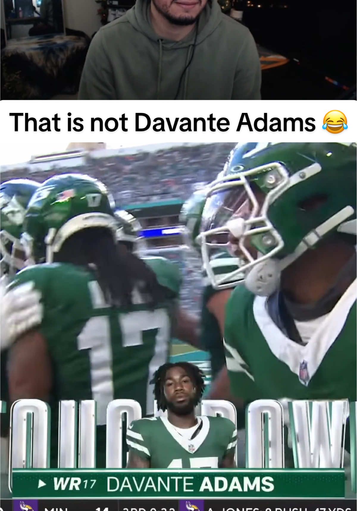 Miamis graphic team needs to be investigated 😂  #fypシ゚viral #davanteadams #newyorkjets #miamidolphins #imposter #nflreaction #nfl #nflhighlightsreaction #miamidolphinsvsnewyorkjets #dolphinsvsjets #funny #callmeglobal 