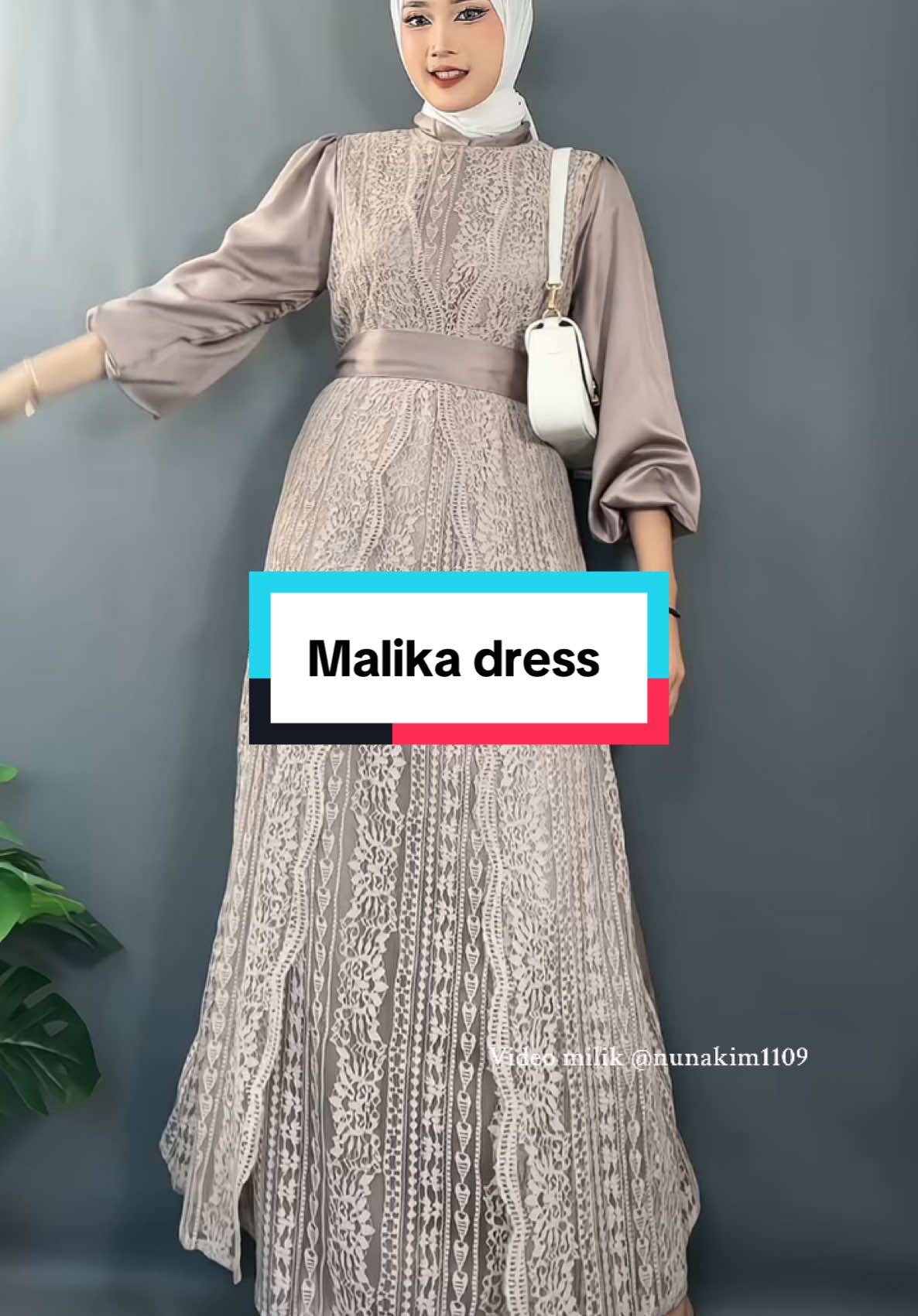 Dress brukat warna beige 🎀 #dressbrukat #gamisbrukat #dresskondangan #dresslebaran 