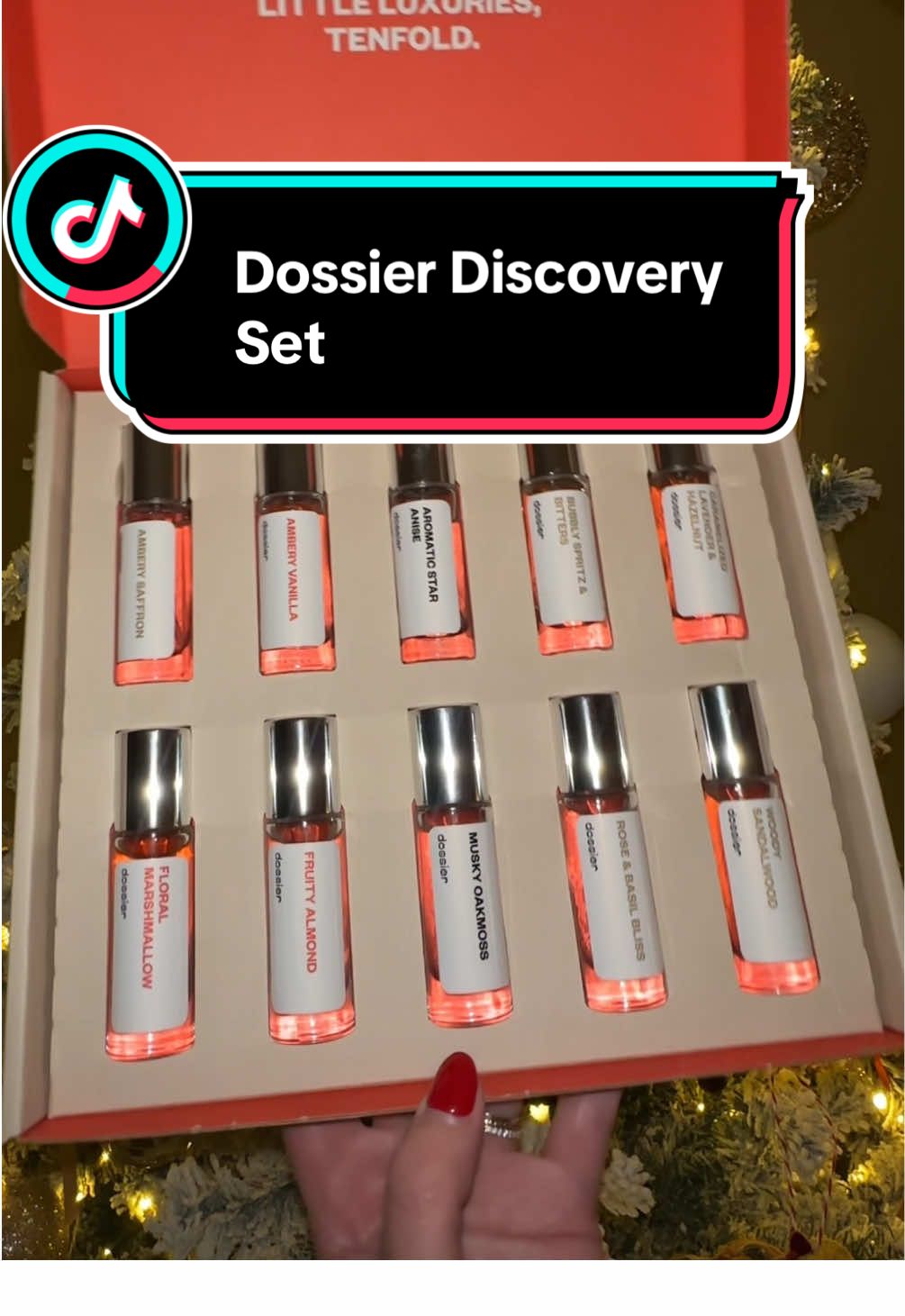 8 designer inspired perfumes in the biggest sample sized bottles I’ve seen! This would make the perfect gift 🎁  #dossier #dossierdiscoveryset #perfume #designerperfume #giftsforher #giftguide #tiktokshopholidayhaul #toptierdecember 