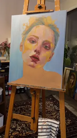 Enjoying the process of painting this portrait. I love trying different color palettes and this one is a bit crazy🤩 #fyp #foryoupage #canadafyp🌸 #canadafyp🇨🇦ctfyp #artworks #artdaily #artprocess #artstudio #artiststudio #dailyart #artworld #oilpainting #explorepage #explore #foryou #Love #artlover🎨 #artforyou #artforyourhome 