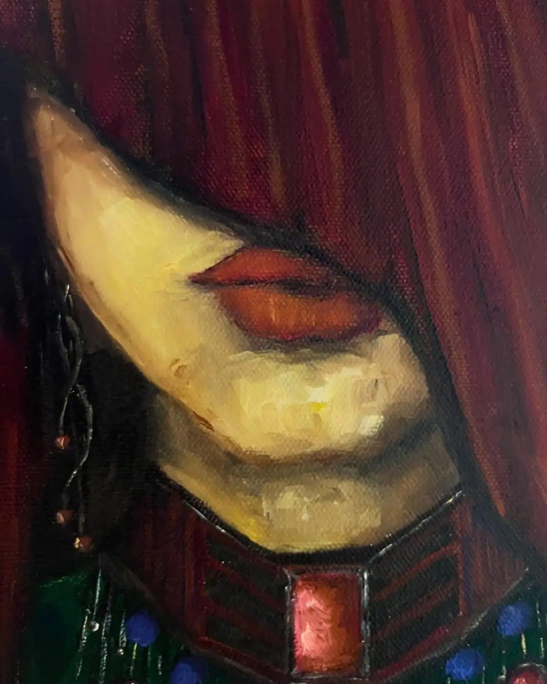 Imagination is like a flower 🌸🌹💐🌺🌷🌻🥀🌼 it needs care to grow. This piece began as a seed of thought, blossoming into a vibrant expression. Let it remind you of your own ability to create beauty from within. . . . #fyppppppppppppppppppppppp #foryoupage❤️❤️ #oilpaintingoncanvas #oilpaintingartist #oilpaintingsoncanvas #oilpaintingportrait #oilpainting #artwork_daily #artwork_artist #artwork_portrait #jewelrypainting #afghanjewellery #afghanwoman #afghangirls #redscarf #redlips #figurativeartwork #figurepainter #figurepaintings #portraitpainters #contemporaryart 