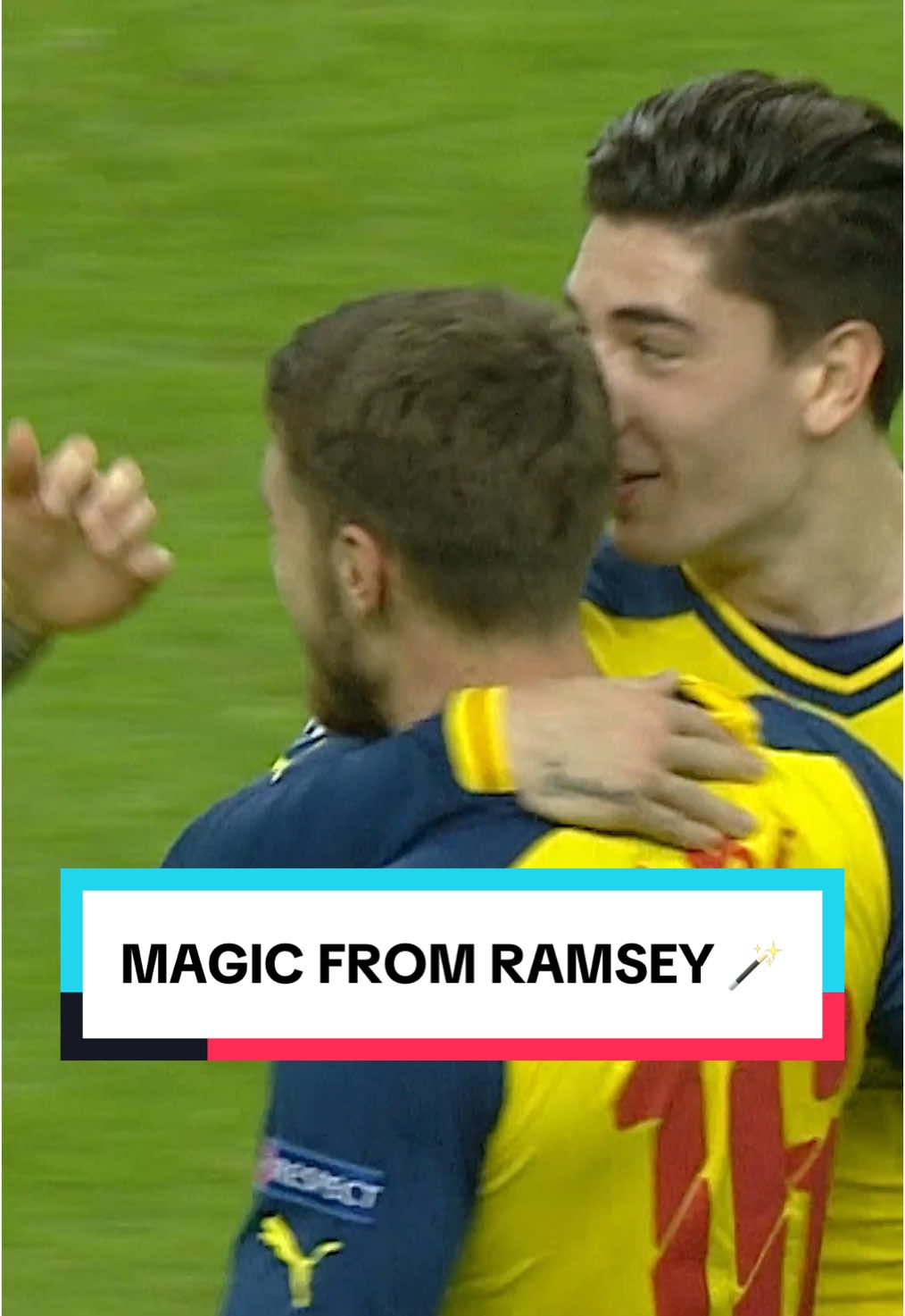 One of the greatest goals in Champions League history. Magic from Aaron Ramsey. 🪄 #arsenal #championsleague #aaronramsey 