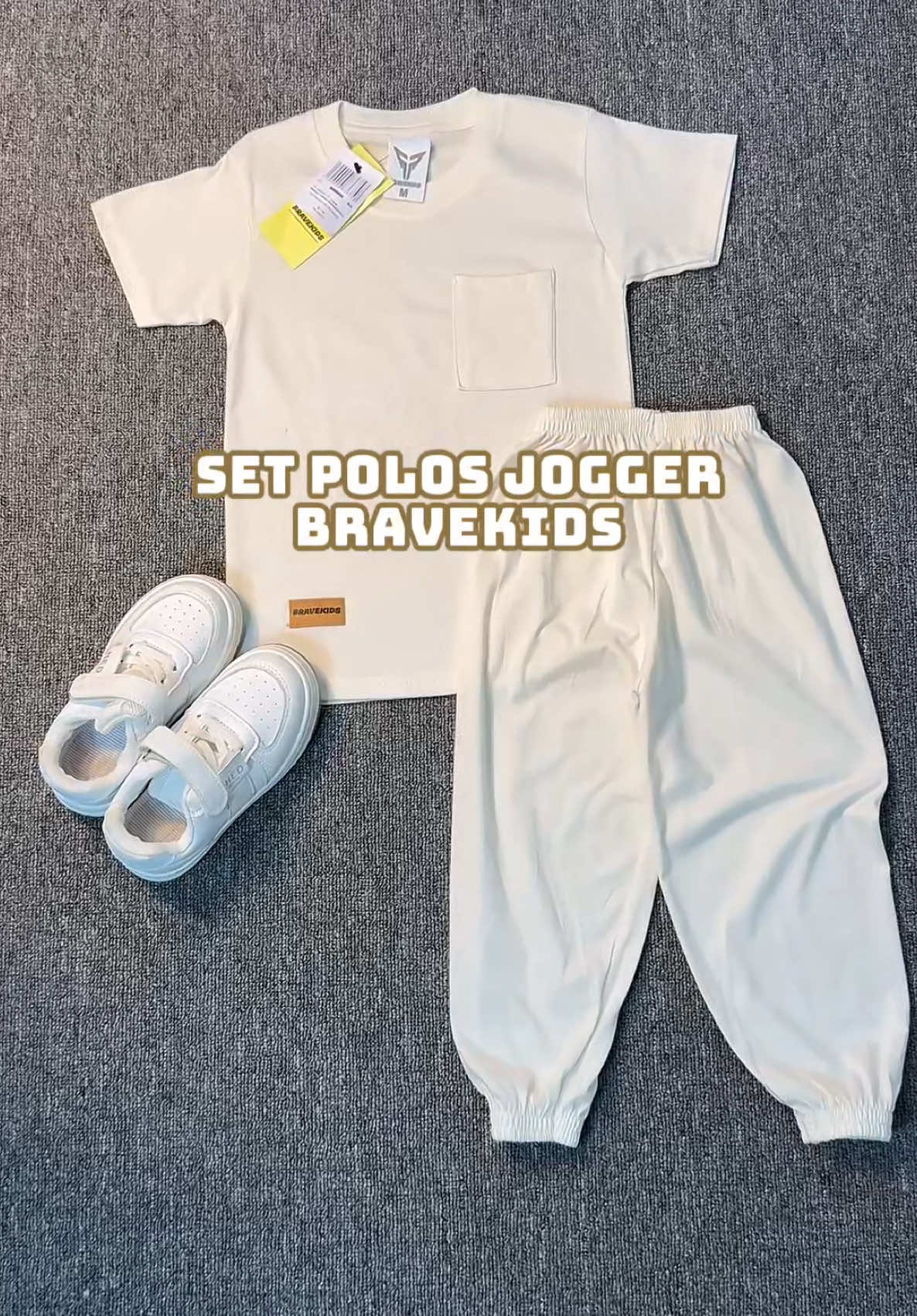 Setelan Polos jogger warna cream sampai lolos bun 😍 co di keranjang yaa! #bravekids 