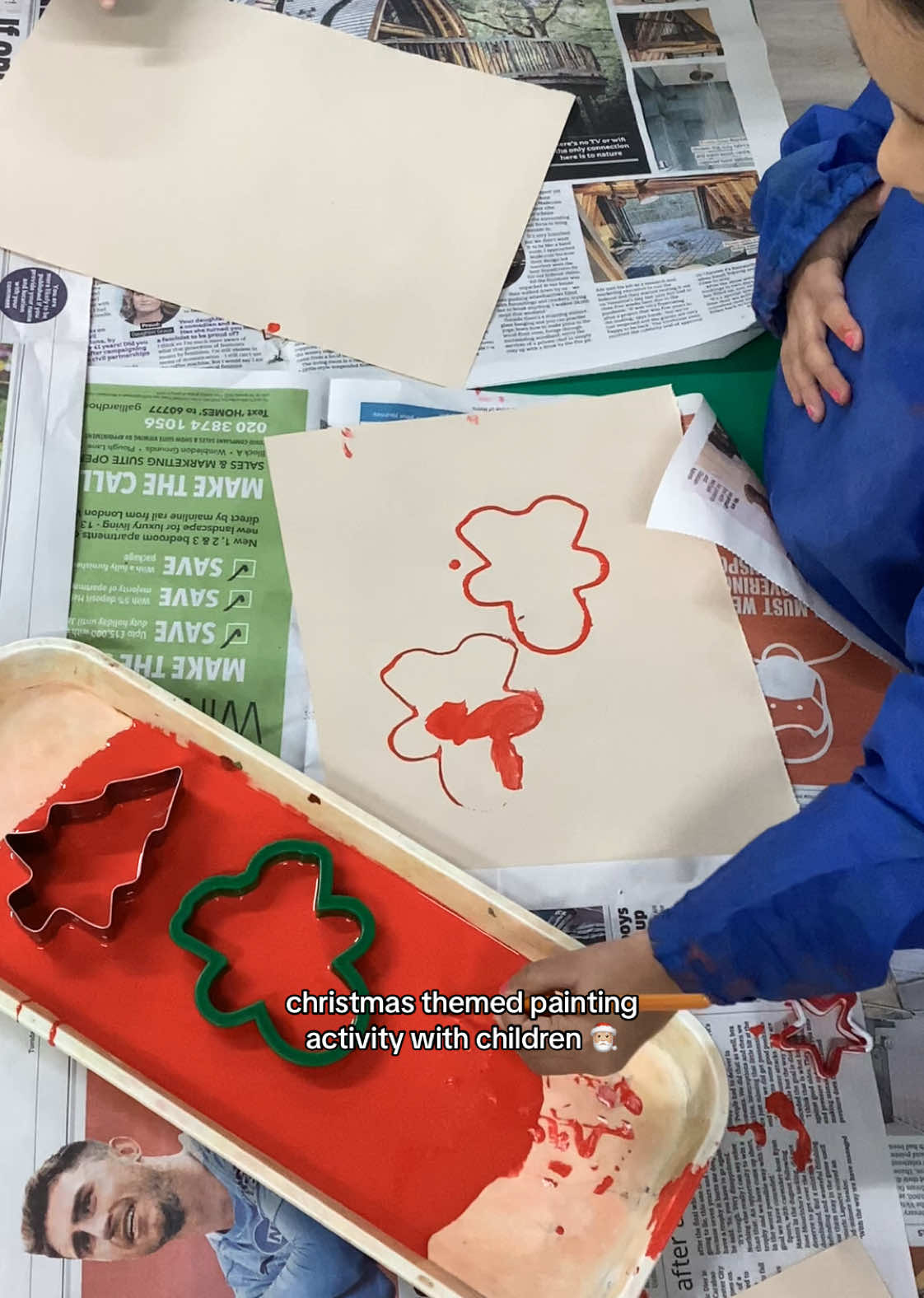 christmas themed painting activity with children #eyfs #christmas #holidays #winter #expressiveart #physicaldevelopment #nursery #children