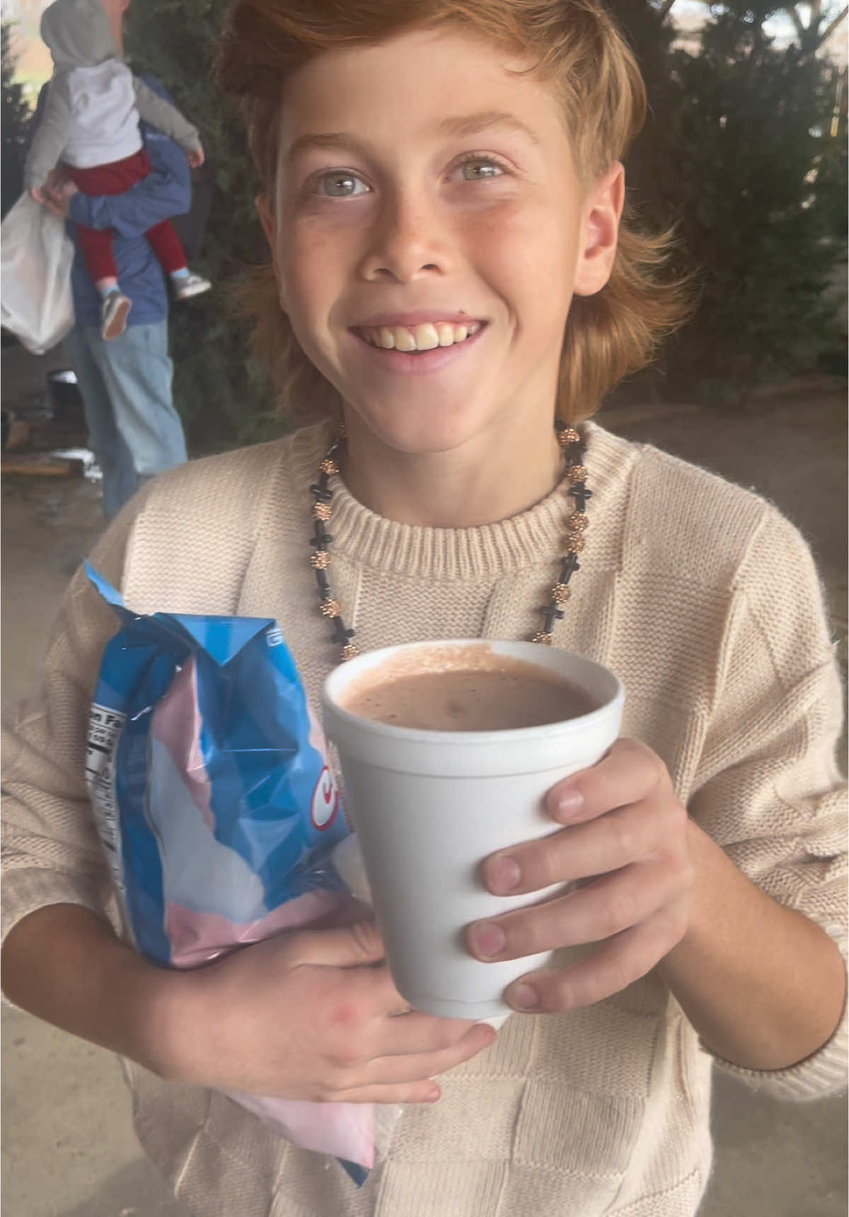 This boy keeps us entertained always! #sebastian #insane #FamilyFun #christmasfun #holidays #christmastree #treefarm #tistheseason #hotchocolate #smores #siblinglove #barnanimals #neveradullmoment 😂