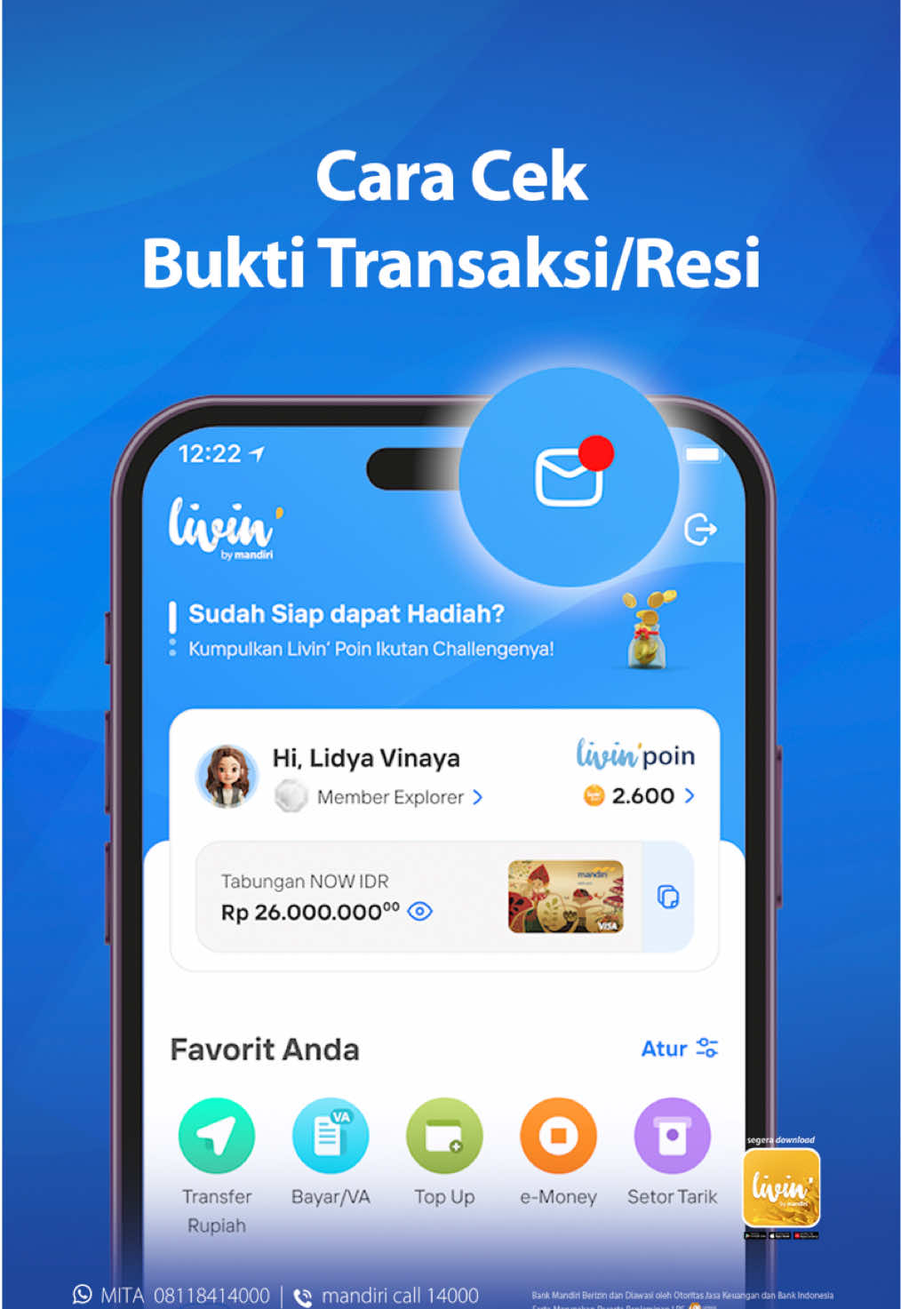 Pantau semua transaksimu dengan mudah, kapan saja dan di mana saja! 👌📲 Butuh cek riwayat transaksi? Gampang banget! Lewat aplikasi Livin’ by Mandiri, semuanya jadi praktis. Yuk, simak tutorialnya di video ini untuk tahu caranya. Download Livin’ by Mandiri sekarang dan nikmati kemudahan transaksi sehari-hari! ✨ #BeyondSuperAPP #Livin #LivinbyMandiri #BankMandiri