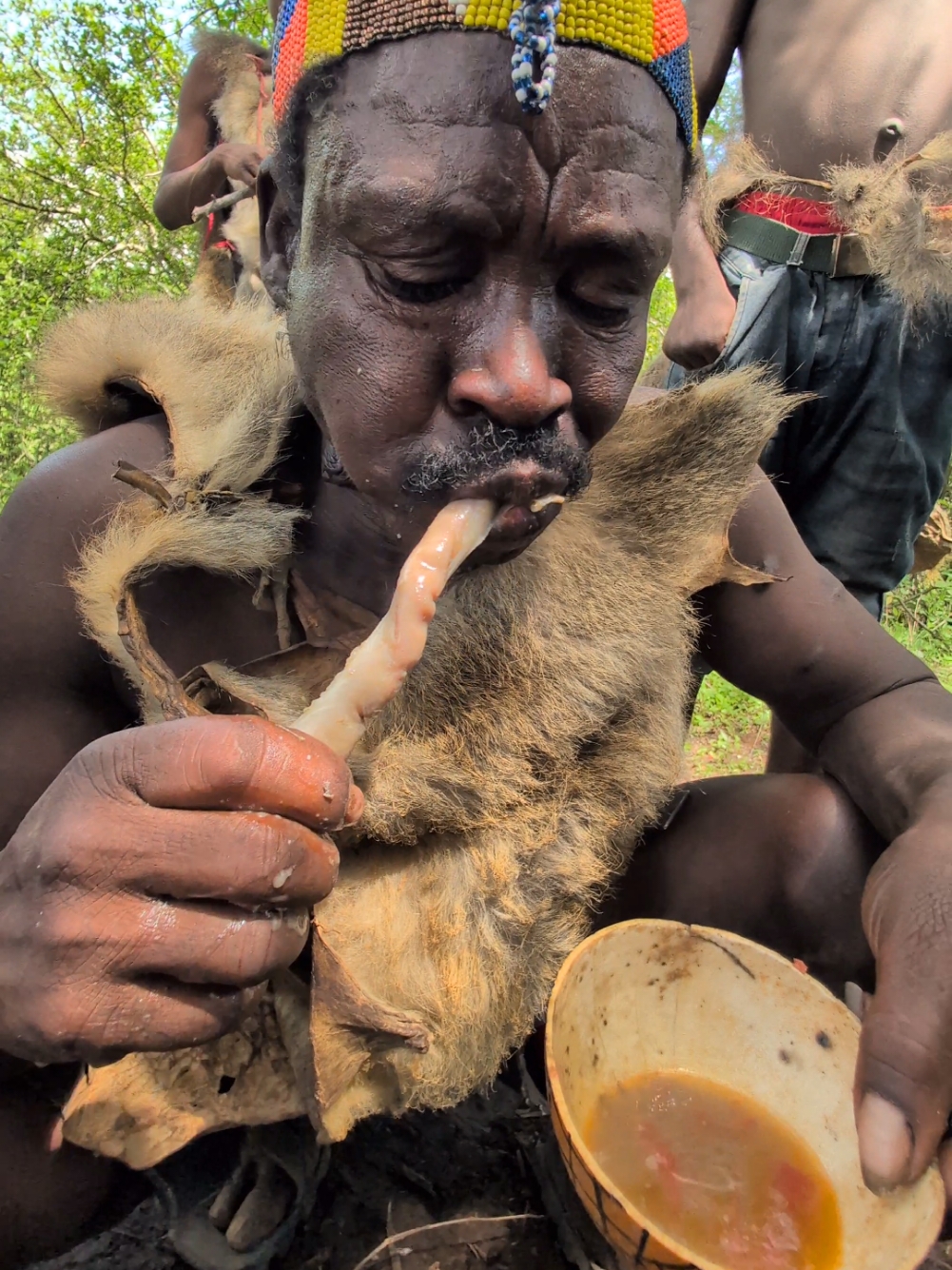 It's Very delicious 😋, Soups See Chief Hadza enjoy Lunch Soup🤩#culture #bushmen #tradition