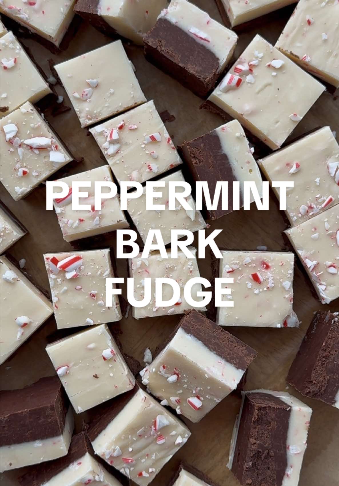 Peppermint bark, but as soft and creamy fudge. ⛄️ (The candy canes soften up a bit!) The recipe is linked in my bio on sallysbakingaddiction.com