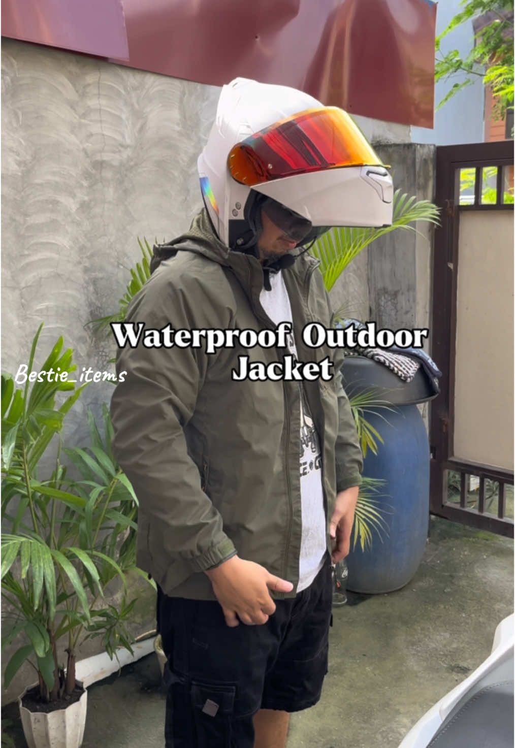 Stay dry in rain or shine with this waterproof windbreaker #fyp #weatherready #rainorshine #outdoorjacket #motorcyclejacket #waterproofjacket #rainydayoutfit 