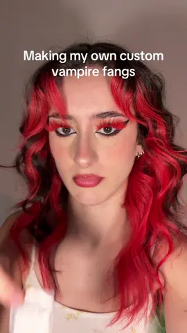 So i tried making my own custom fangs… 💀😭  #fangs #diyfangs #vampirefangs 