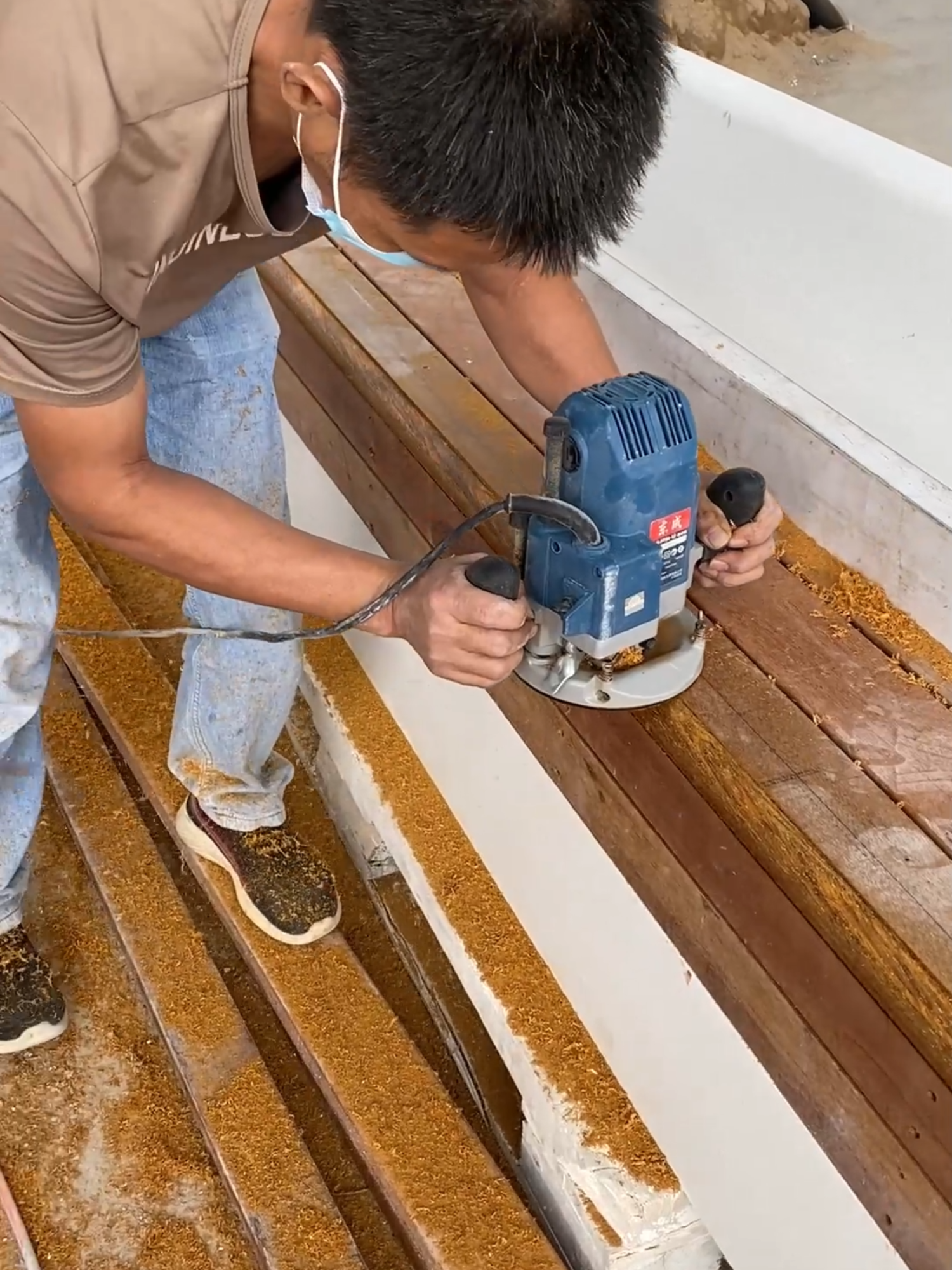 Quickly make a concrete landscape bench with anti-corrosion wood.😄 #landscape #concrete #bench #DIY