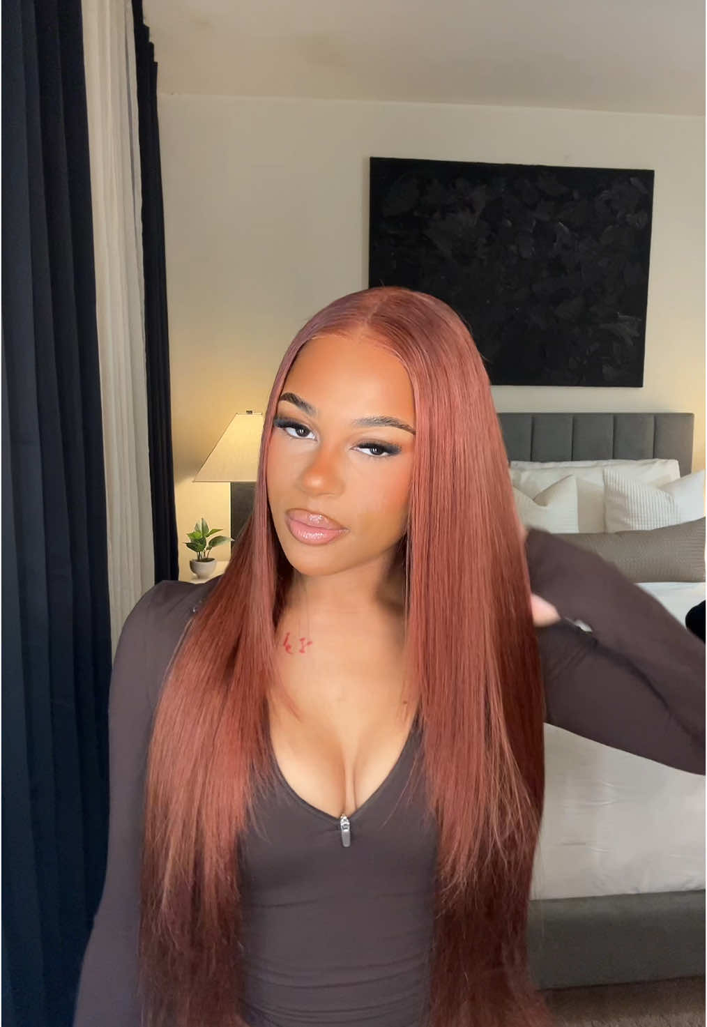 The perfect copper colored wig from @celiehair 😍 I’m obsessed with this hair guys 😭 use code: TIKTOK for 28% off, link in my BIO #celiehair #gluelesswig #fall