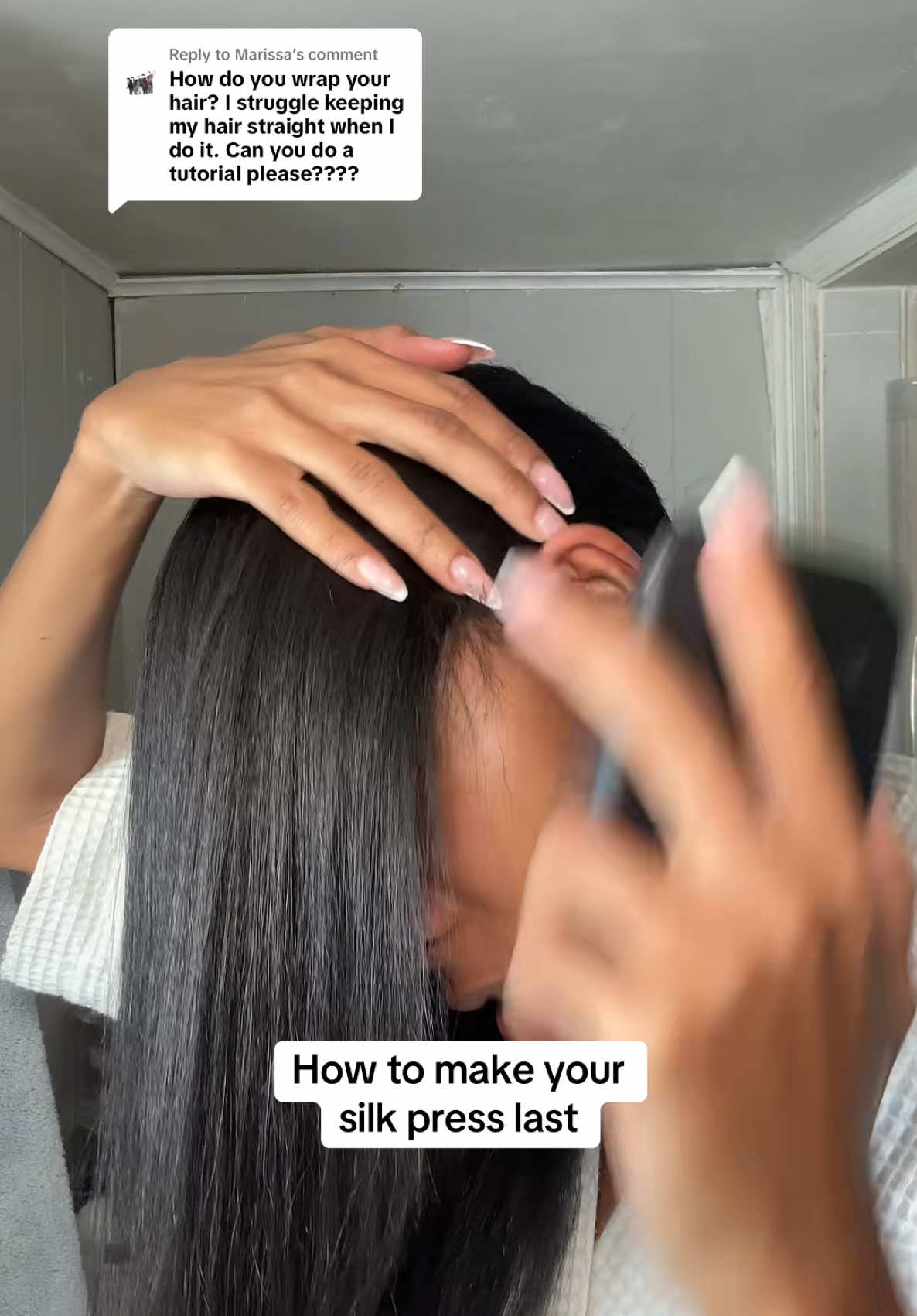 Replying to @Marissa how I make my silk press last 2 weeks +  #silkpress #wavytalkpro #wavytalkheatedbrush #blowout #wavytalk #steamstraightener #wavytalkstraighteningbrush #steambrush #silkpress #silkpressnaturalhair #wrappedhair #howtowrap 