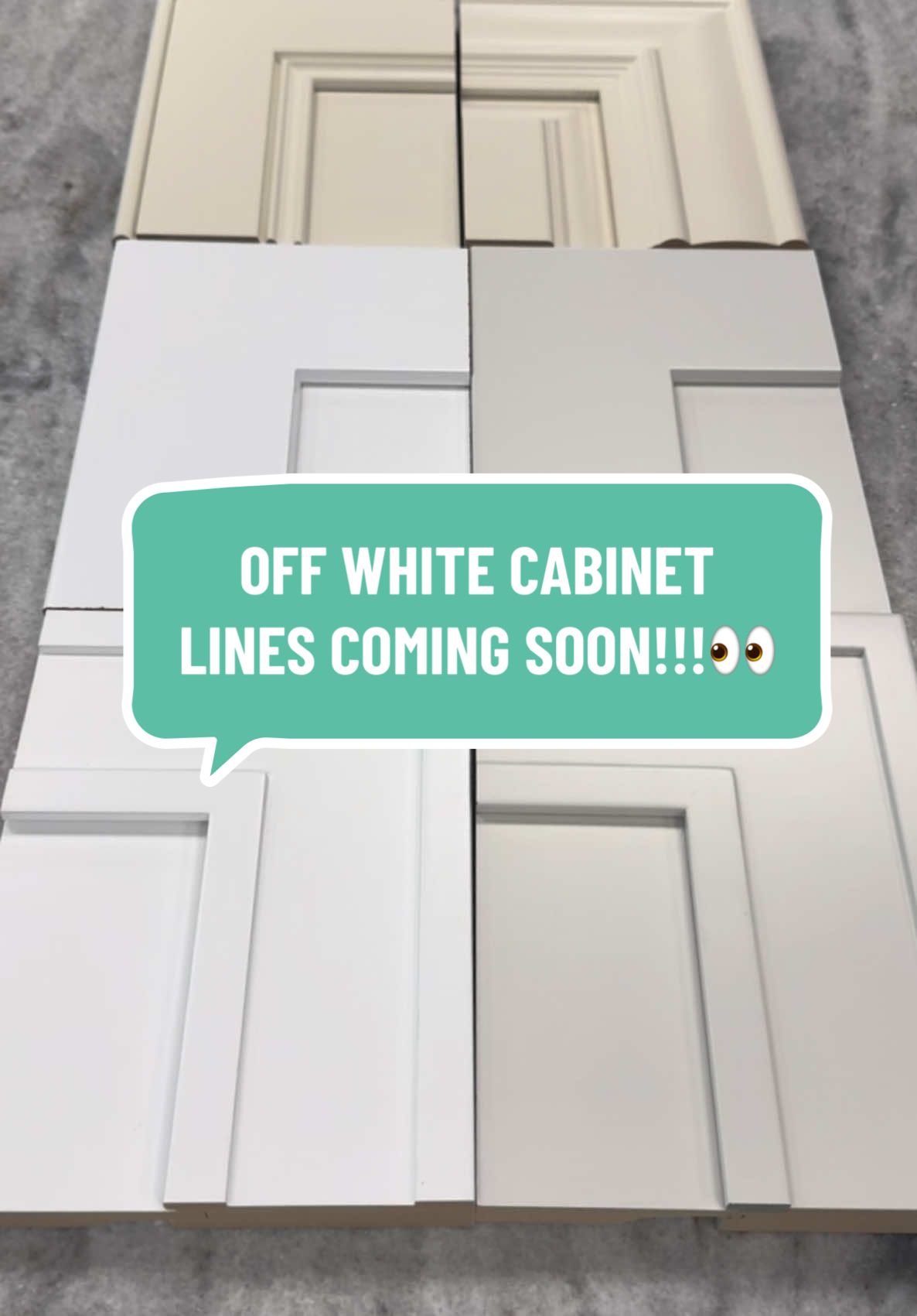 🚨New Cabinet Color Alert🚨 We will be kicking off the new year by launching our TWO new off white cabinet lines! Order free samples now & stay tuned for cabinet pre order! #kitchendiy #kitchencabinets #offwhitecabinets #trendingkitchendesigns #warmkitchendesign #creamcabinets #whitekitchencabinets #cabinetpainting 