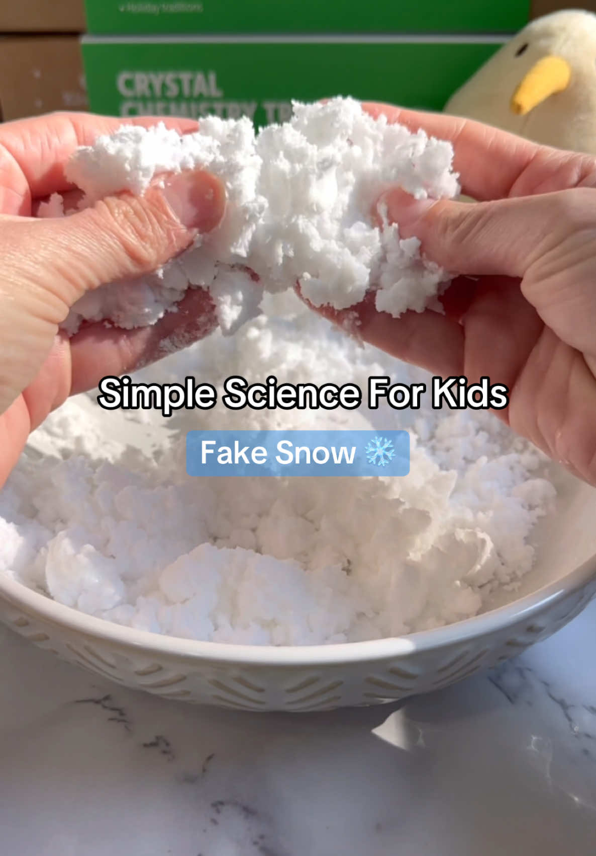 Fake Snow pt 2 - kids love this indoor winter activity! ❄️ #science #kidsactivities #kiwico #scienceforkids #christmastiktok #scienceexperiments #LearnOnTikTok 