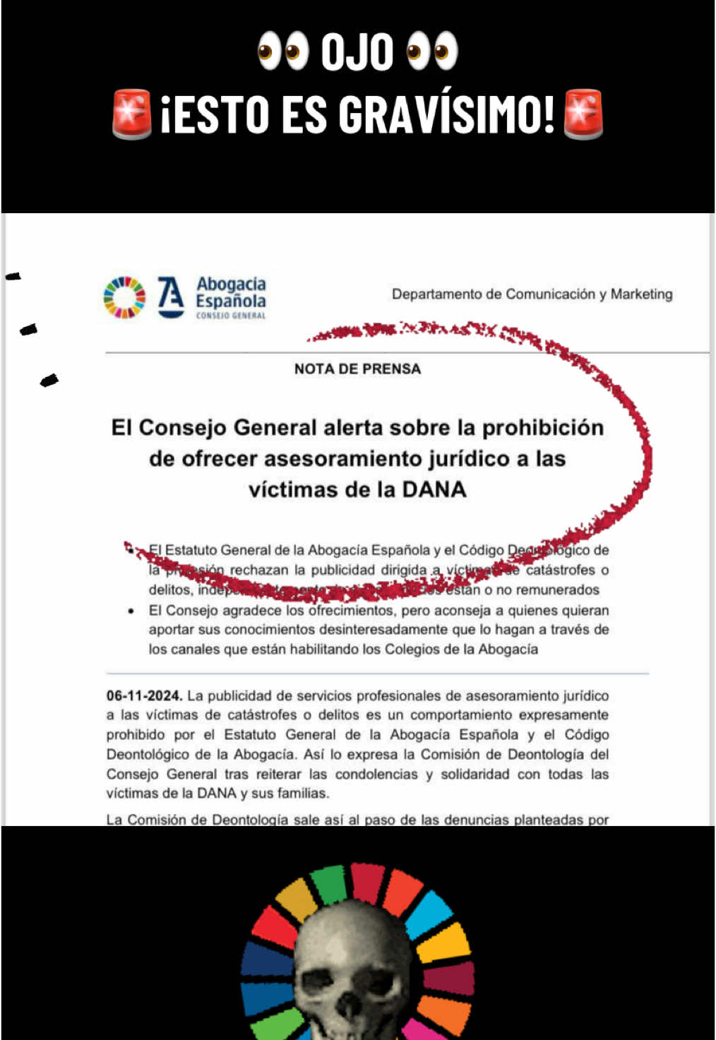 Ojo que esto ya es una oficialidad muy grave 😳 ¿Cuanto tiempo tiene que pasar hasta que nos demos cuenta de que nuestros propios profesionales cualificados son el brazo ejecutor necesario para sus planes? 🥺 Es urgente y necesario salir del #papeldevictima como y asumir la  #responsabilidad como miembros individuales dentro de un #colectivo No puede ser que por miedo o por confort haya profesionales que esten viendo “cosas raras” y sigan aceptando ordenes del guion sin cuestionarlo 😤 eso les hace complices necesarios. Tenemos que darnos cuenta de esto tambien 🙄…  #despierta #espabila #españa #noticias #abogados #valencia #dana #gotafria #despertar #conciencia #dmentesdespiertas 