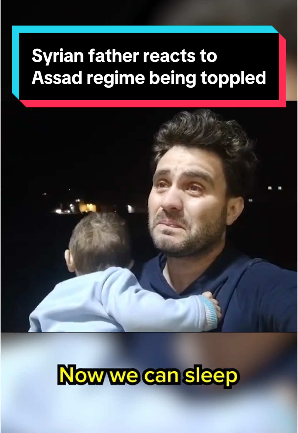 “Now we can sleep and think of tomorrow.” Syrian father Abdulkafi Alhamdo reacts to the toppling of Syrian President Bashar al-Assad. #syria #assad #worldnews #news