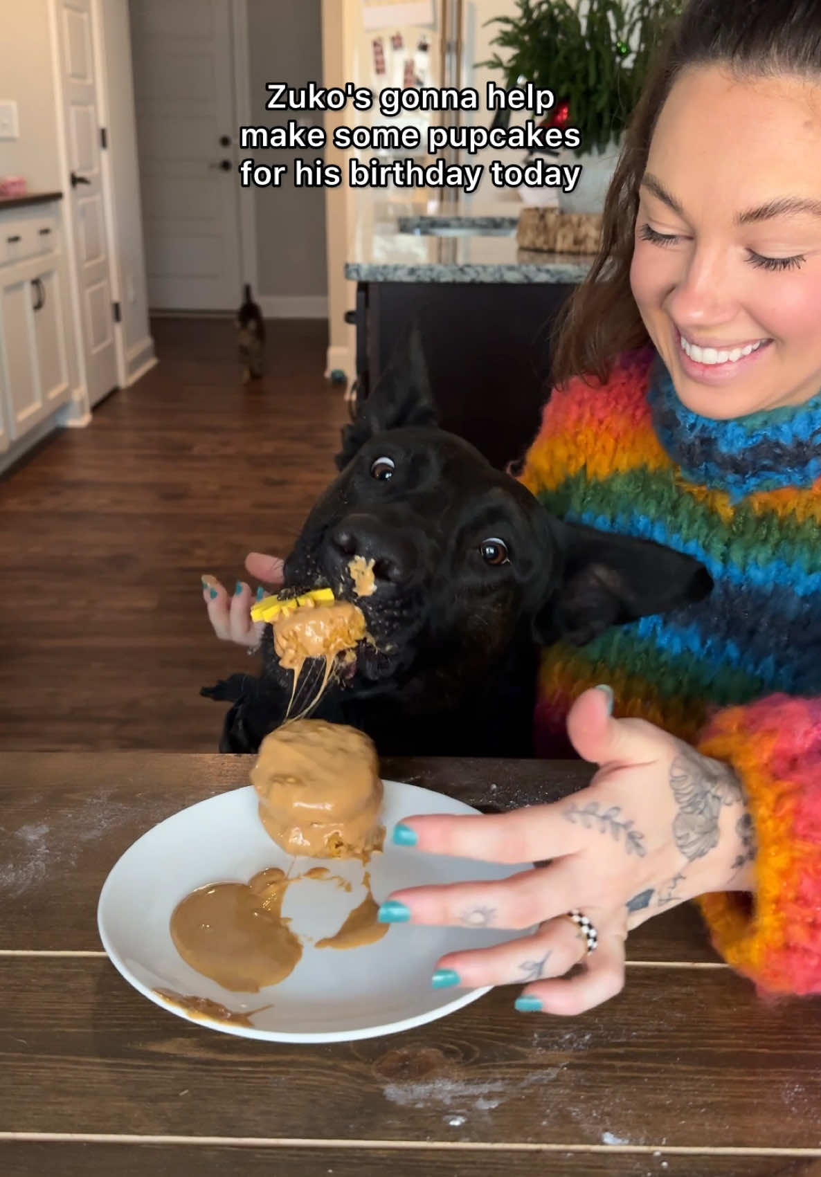 AD | Pupcake recipe below! 🎂🐾  Ingredients: 1 cup coconut flour 1/2 cup peanut butter (make sure it's xylitol-free!) 1/4 cup unsweetened applesauce 1/2 cup pumpkin puree Peanut butter for frosting (again, make sure it’s dog-friendly!) Directions: Preheat your oven to 350°F (175°C). In a bowl, mix ingredients until it forms a dough-like consistency. Scoop the dough into a muffin tin and bake for 15-20 minutes. Let them cool, then spread some peanut butter on top for the 