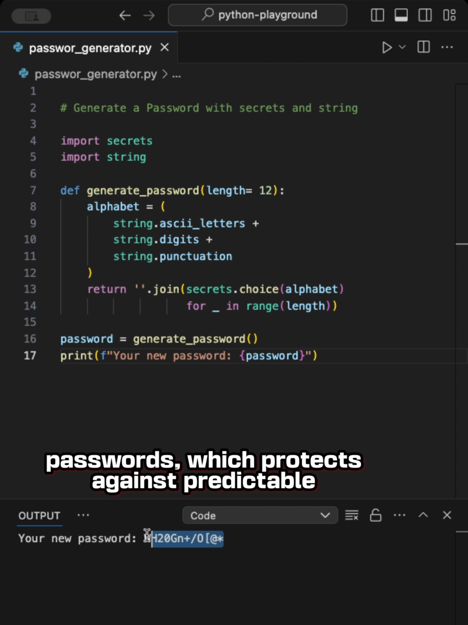 Create unbreakable passwords with Python randomness! 🔐 #python #coding #programming