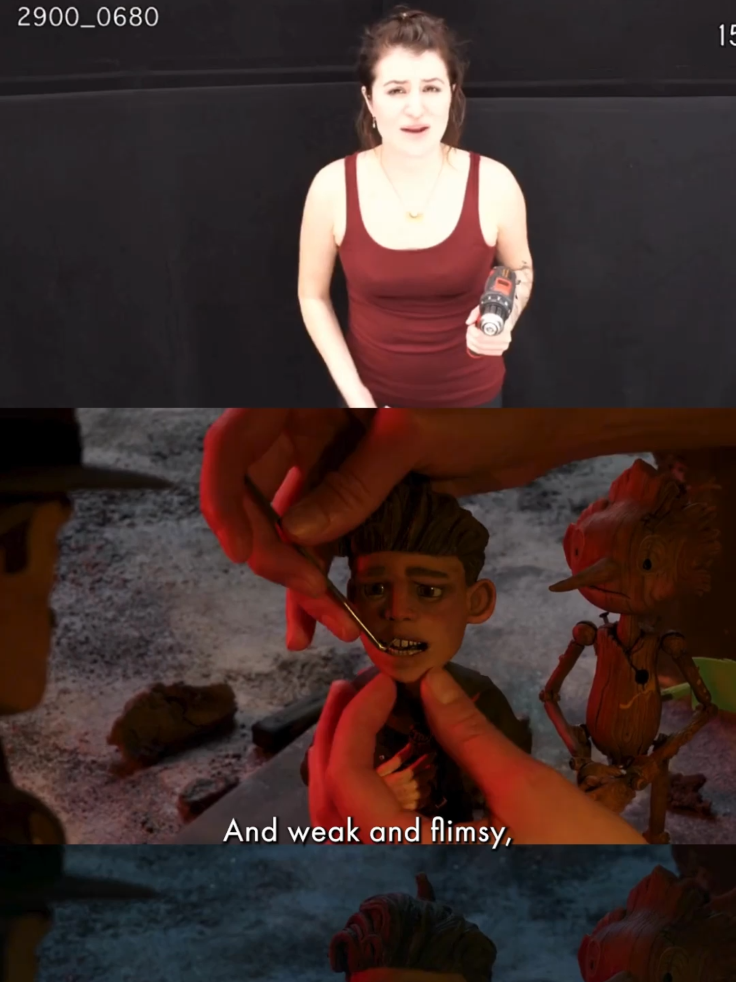 Stop motion animator Savannah Steiner (@savanimationz) performing the live-action reference and facial animation for the character Candlewick (voiced by Finn Wolfhard) in GUILLERMO DEL TORO'S PINOCCHIO. The film won the Oscar for Animated Feature Film at the 95th Academy Awards. #GuillermoDelToro #Pinocchio #Candlewick #FinnWolfhard #StopMotion #Animation #Oscar #Oscars #AcademyAwards #Movies #Film #Puppet #MovieScene