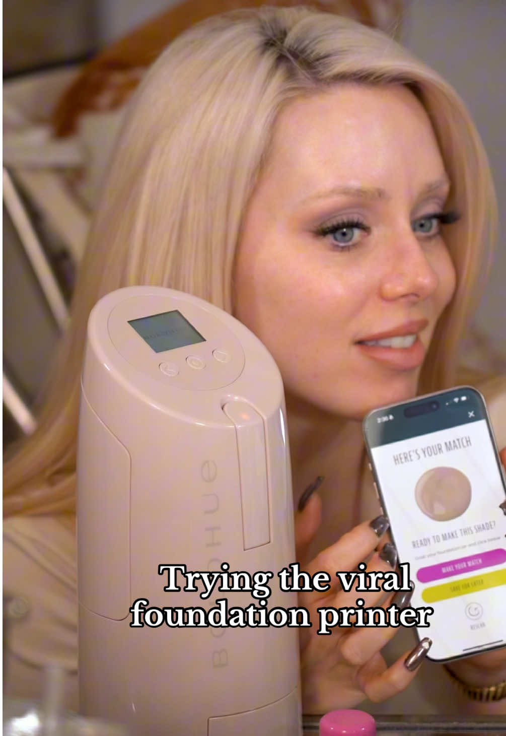 This machine scans your skin and creates your foundation match. Its @BH #makeup #skin #beauty #makeuptutorial 