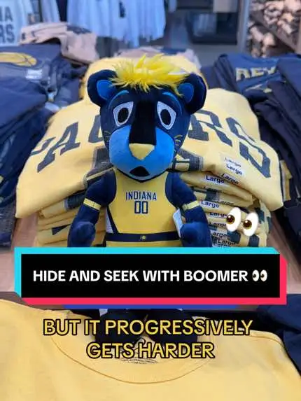 hide and seek with Boomer but it progressively gets harder 👀 #hideandseek #pacers #basketball #mascot #games #NBA 