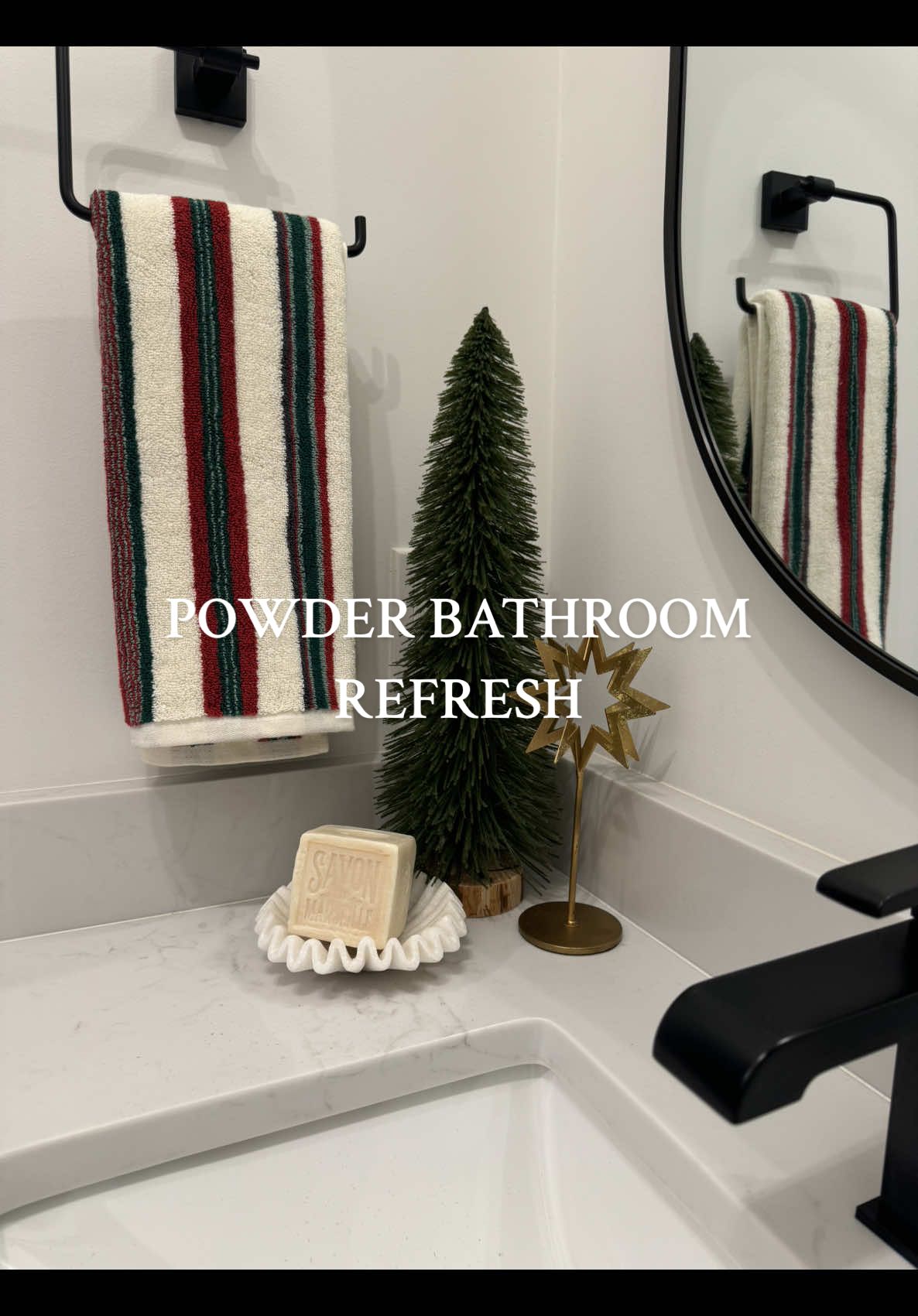 Bc even the powder bathroom deserves to feel merry & bright ✨🎄 Cleaning ✔️ Christmas vibes ✔️I love using my @O-Cedar EasyWring Spin Mop to help me clean while decorating for the holidays. #asmr #CleanTok #ocedarpartner #bathroomcleaning #momlife #christmasdecor #motivation #OCedarCleanSquad  