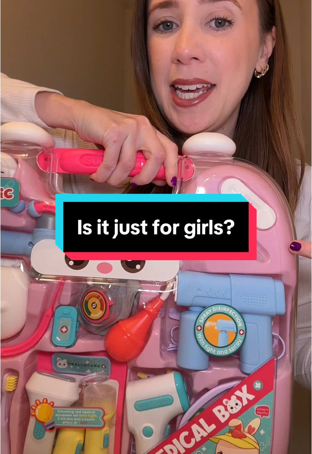 Replying to @Edith Miramontes once you remove the plastic backing its not very pink or “girly” #doctorkit #kidsdoctorplaykit #pretendplay #imaginaryplay #dressup #montessoritoys #christmastoysfortoddlers #kidsmedicalkit #kidsdentistplayset 