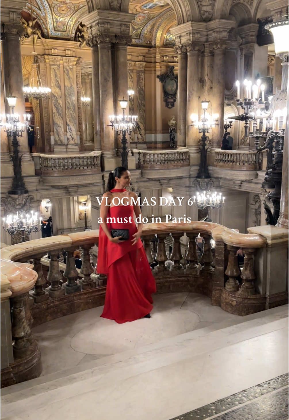 an afternoon at the paris opera, a 10/10 experience & so breathtaking #paris #thingstodoinparis #Vlogmas #weddingguestdress #reddress 