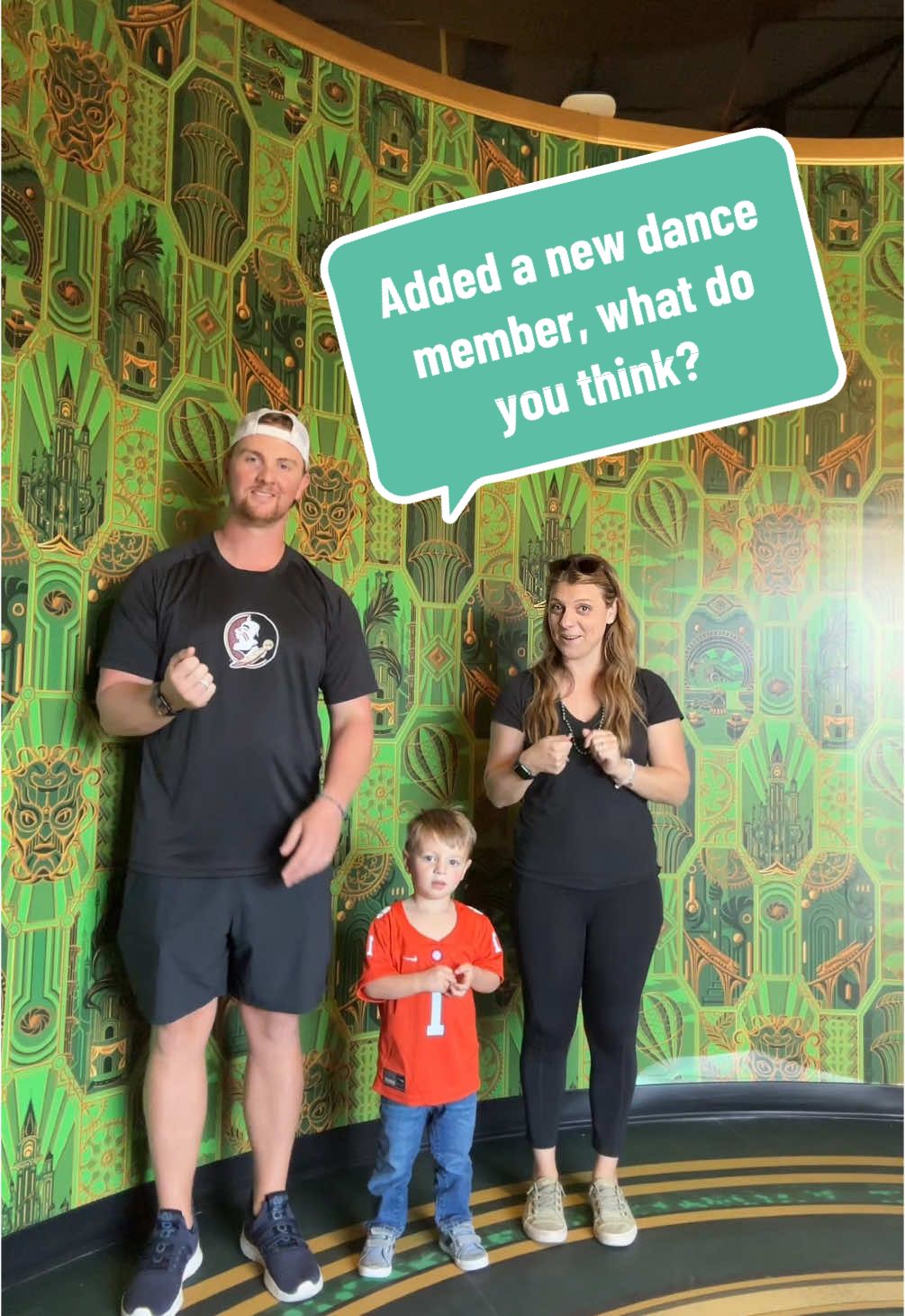 Added a bonus member to our dance this time! We found the Wicked experience and thought it was a good time to try another dance! Give us some grace, we had lots of people around and toddler who had no nap.  #momlife #toddlermom #couplesgoals  #whatisthisfeeling #wicked #loathing #wickedmovie