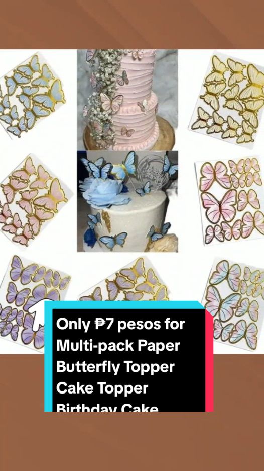 Only ₱7 pesos for Multi-pack Paper Butterfly Topper Cake Topper Birthday Cake Decoration #ZY013 with stick and sticker Flower Ornaments! Don't miss out! Tap the link below! #butterflycaketopper #TikTokShop #TikTokFashion #tiktokfinds #tiktokph #tiktokaffiliate #LearnOnTikTok 