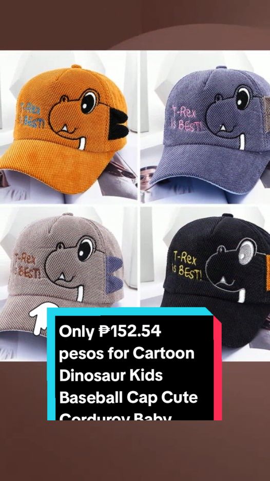 Only ₱152.54 pesos for Cartoon Dinosaur Kids Baseball Cap Cute Corduroy Baby Boys Girls Sun Hat Summer Don't miss out! Tap the link below! #kidscaps #TikTokShop #TikTokFashion #tiktokph #tiktokaffiliate #tiktokfinds #LearnOnTikTok 