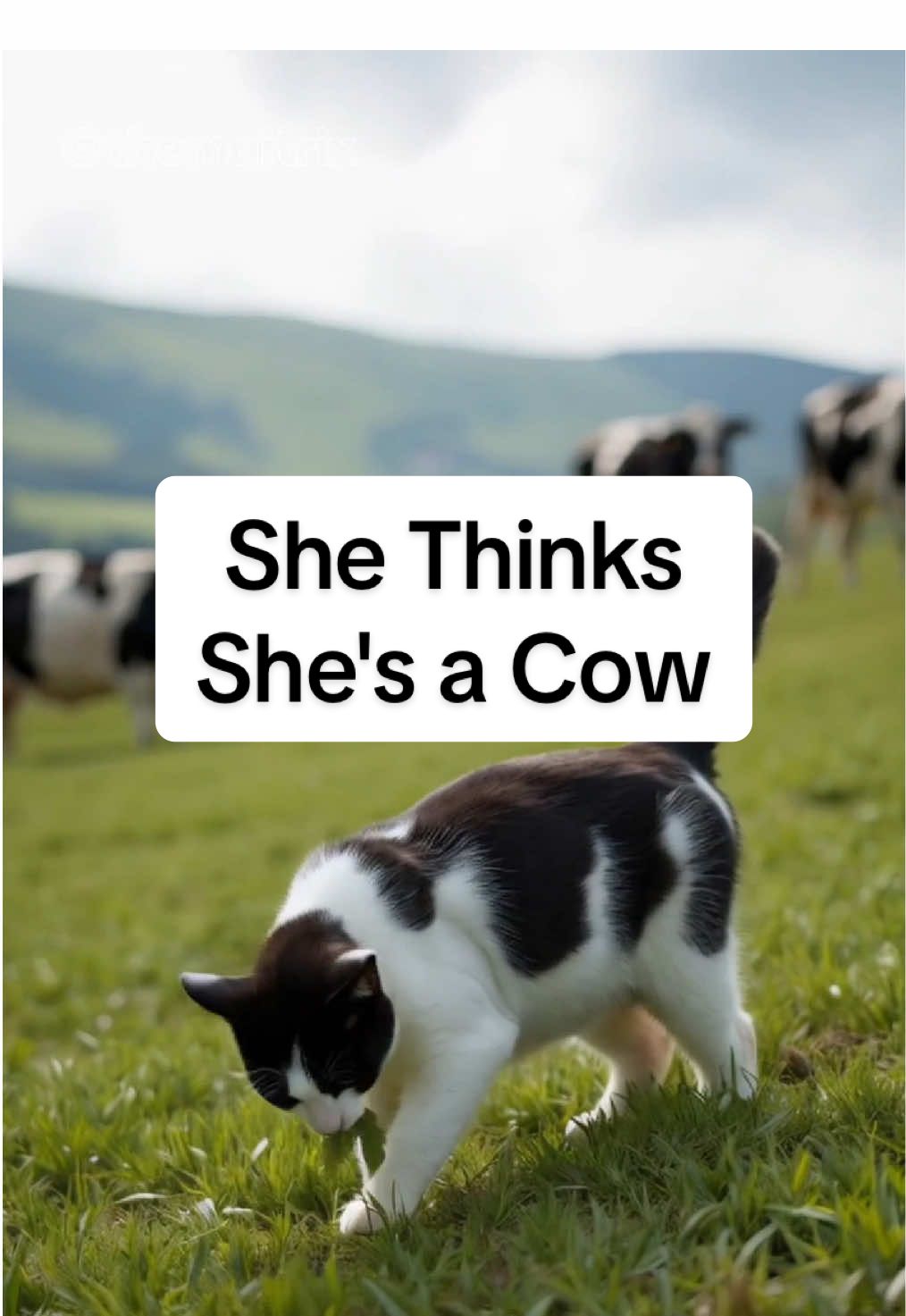 She thinks she's a cow. #catvideos #tuxedocat #funnycats #cows #hailuo #hailuoai @Hailuo AI (MiniMax) 