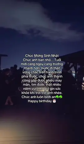 00:00 🖤10.12🖤Hôm nay là sinh nhật anh! chúc anh sẽ có một ngày sinh nhật thật vui vẻ và ý nghĩa. Tuổi mới sẽ đầy trải nghiệm và thành công trên hành trình ở Nhật... chắc em chắng cần lời chúc từ em đâu nhỉ, anh đâu còn nhớ tới em!Nhưng không sao... vì anh luôn là ngoại lệ nên em sẽ luôn dõi theo sau anh, và chờ anh, chúc anh bình an #foryou#birthday #oc #10th12 #NTT #chapniem #foryou #chiyeuminhanh 