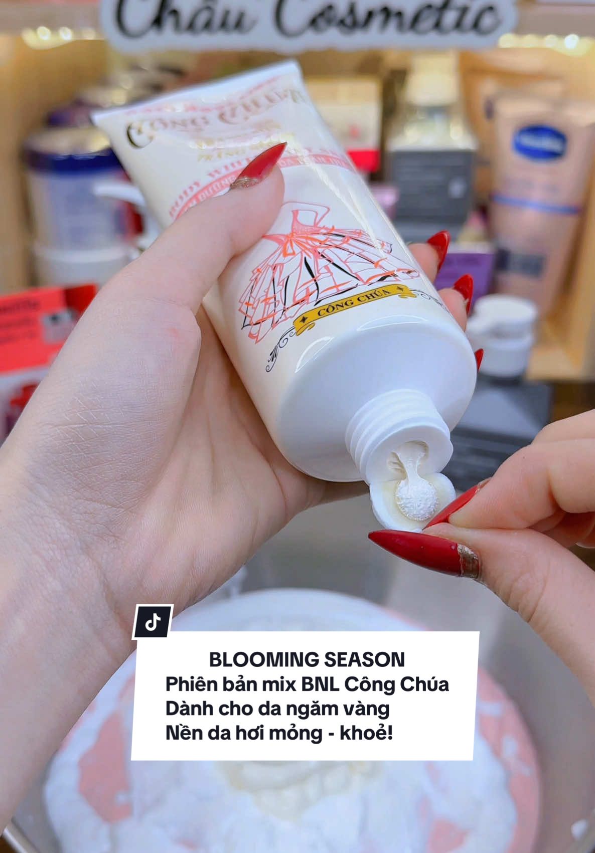 Asmr mix body cream - Kem trộn trắng da Cao Cấp! 📍 BLOOMING SEASON mix 10% BNL Công Chúa dành cho nền da ngăm, mỏng nhẹ! #asmrkemtron #naokemtron #kemtron #kemtronsieutrang #chaucosmetic