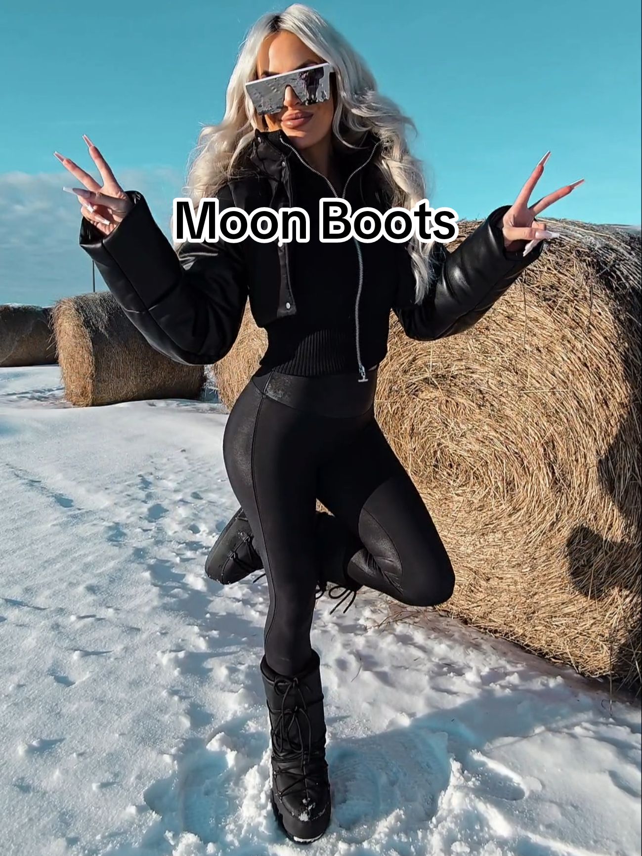 #hellotiktok #blonde #barbie #snowsuit #fashion #fyp #cod #leather #hair #moonboots #vibes #trending #tiktokviral #instagram #style 