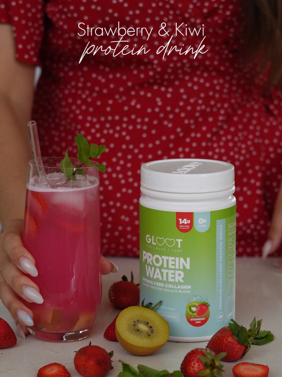 Strawberry & Kiwi Refresh 🌸🍓🥝 Because hydration should taste THIS good 😍 ✨ What you’ll need: 1 scoop of Gloot's Strawberry & Kiwi Protein Water 💧 Water 🥝 Fresh kiwi slices 🍓 Juicy strawberries How to make it: 1️⃣ Add 1 scoop of Gloot's Strawberry & Kiwi Protein Water to water. 2️⃣ Mix it up until smooth. 3️⃣ Toss in those fresh kiwi slices and strawberries. 4️⃣ Sip, enjoy, repeat! Perfect for post-workout or a midday treat. 💪💖 #GlootGirl #ProteinHydration #GlowFromWithin