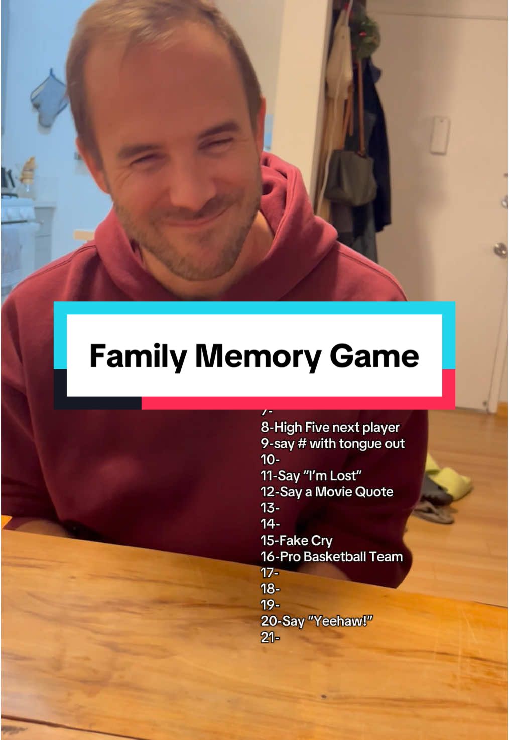 Mrry this memory game with your family over the holidays! Each round add a new rule from the game to replace a number! #cheerstothegovernor #partygame #memorygame #tiktokshopholidayhaul #holidayhaul 