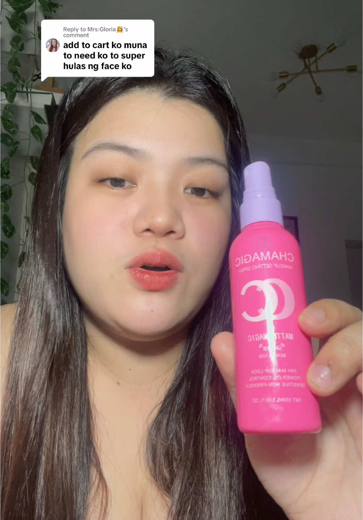 Replying to @Mrs:Gloria👰‍♀️ #makeupsettingspray #settingspray #longlastingmakeup #makeup #fyp @CHAMAGIC PH 