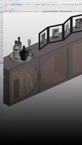 Мебель в Archicad ❤️  Для тех кто спрашивал, как не взорвался компьютер 😱. Этот комод сделан стандартной модульной секцией из библиотеки. Отдельно был замоделировпн фасад и сохранен, как объект «дверь шкафа».  Ну а декор загружается отдельно и при должной оптимизации не грузит компьютер 😉