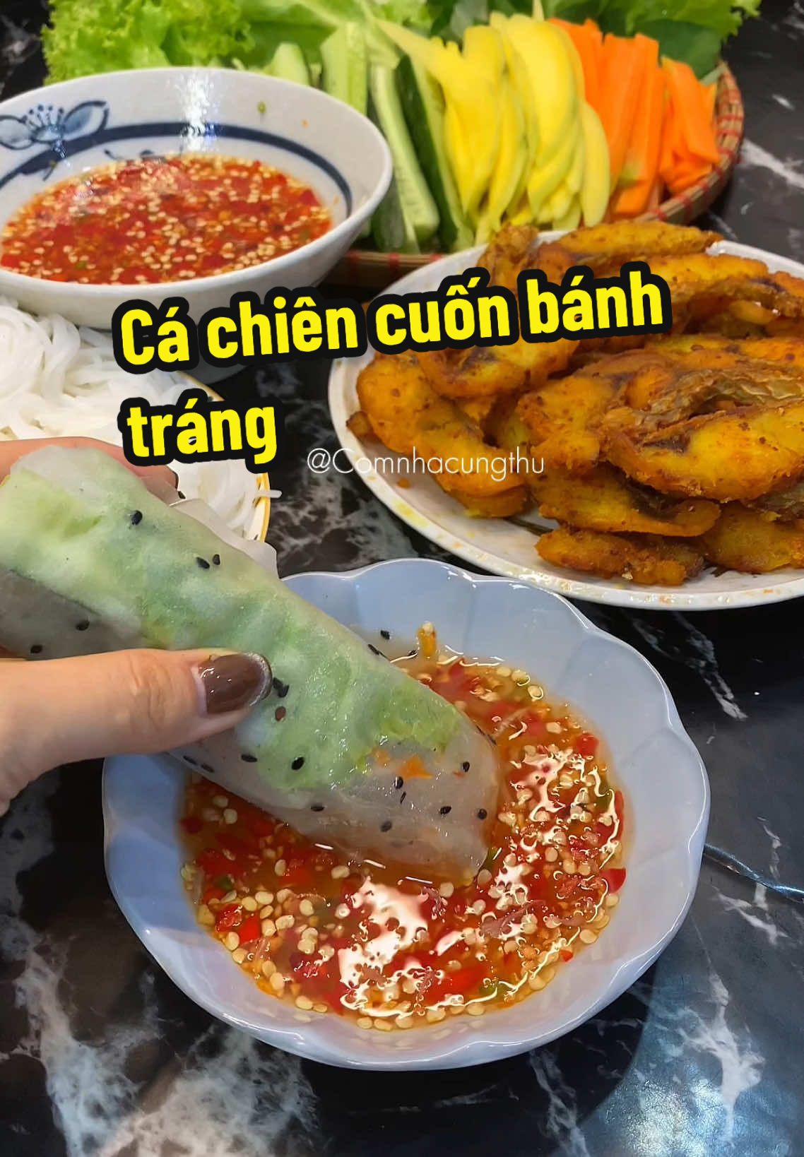 Cá điêu hồng chiên cuốn bánh tráng #ancungtiktok  #comnhacungthu  #xh  #trending  #nauan 