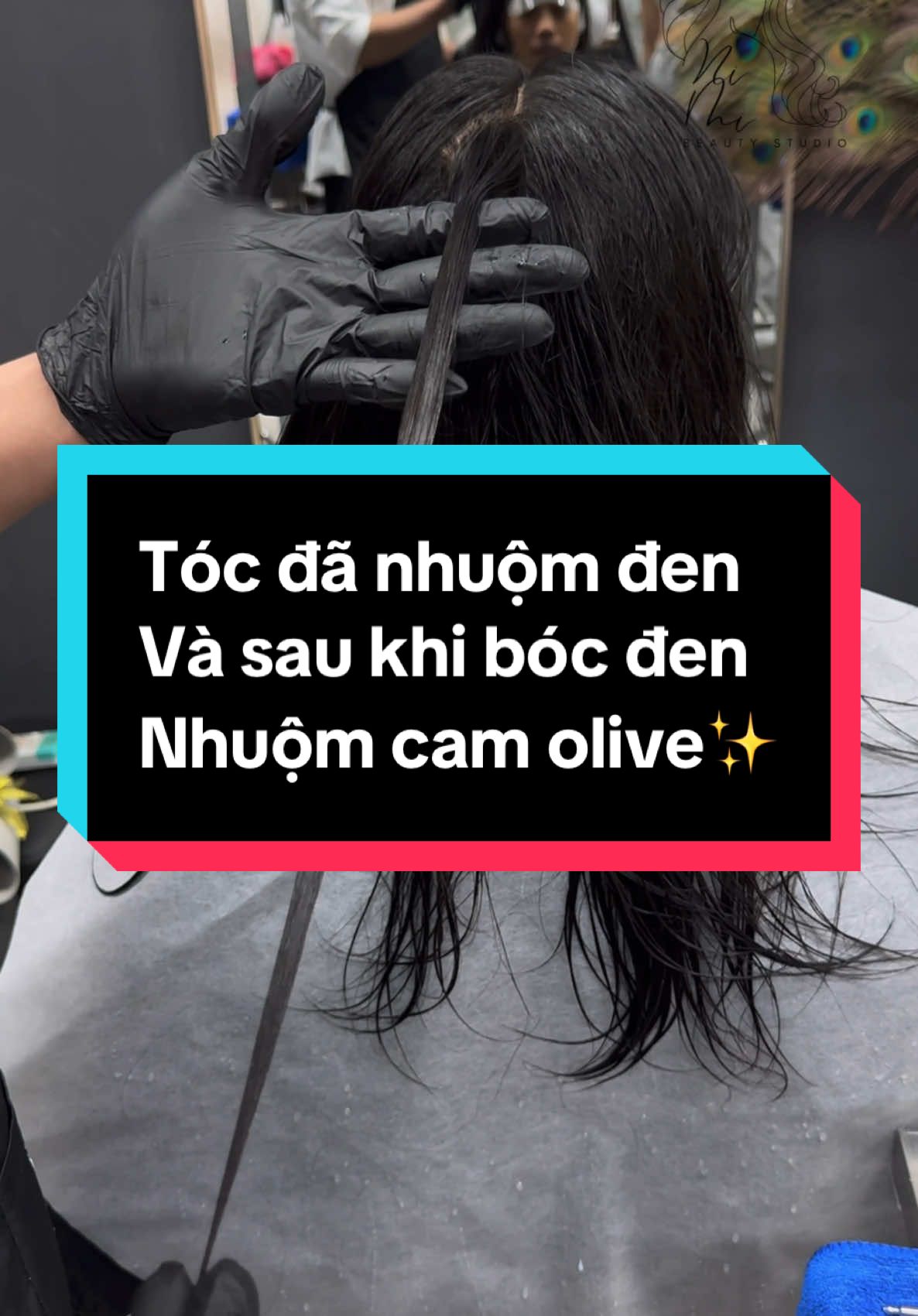 😳 Tóc đã nhuộm đen  Và sau khi bóc đen Nhuộm cam olive✨ #NiMiBeautyStudio #chuyennoitocdep #chuyenmauthoitrang✨ #viral_video #kl #xuhuongtiktok 