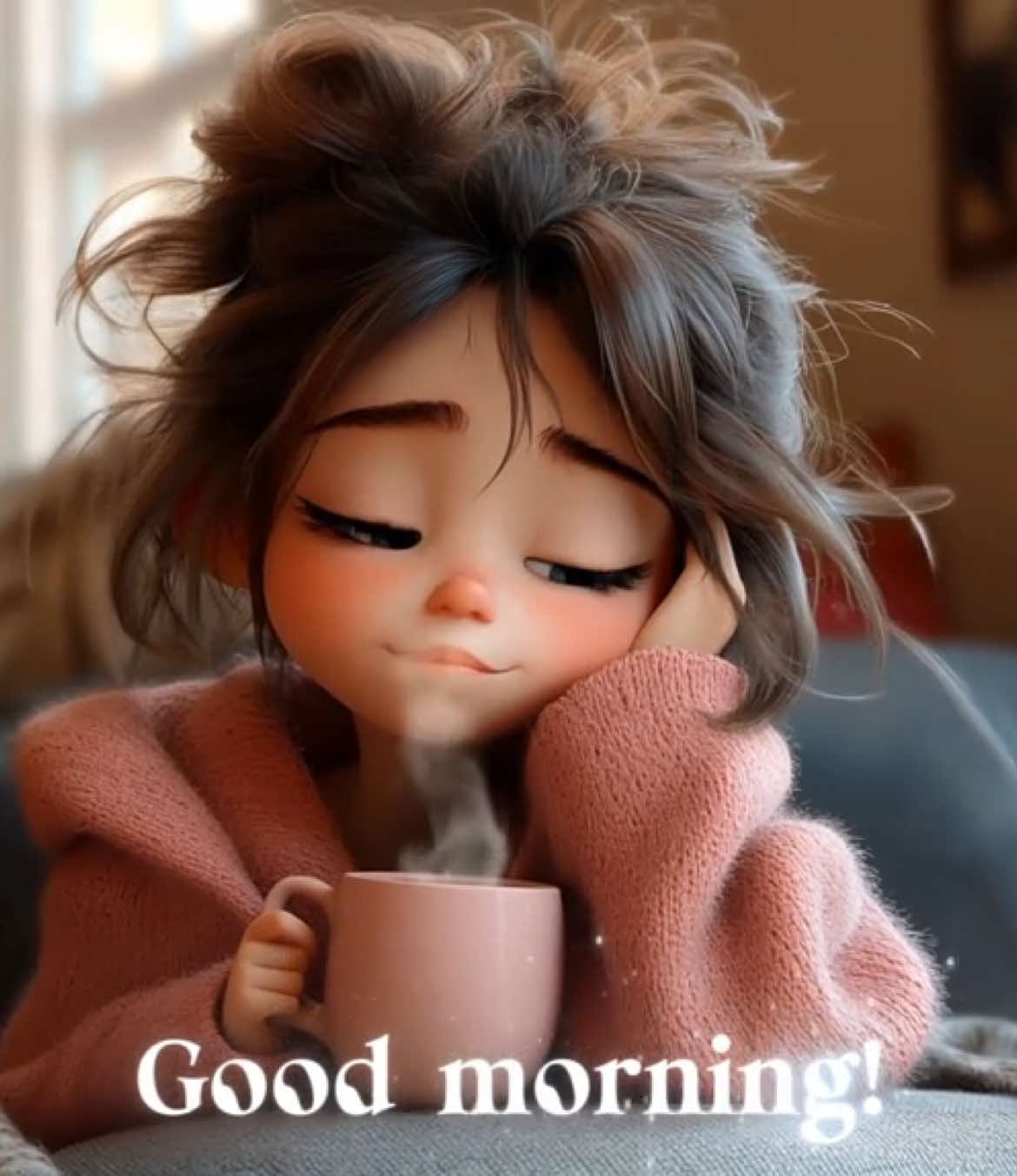 Coffee first, thoughts later. 😁☕️ How are your mornings? Good morning, everyone!❄️☕️🎄🤗🤗🤗🥰 #goodmorning #coffee #messyhair #aiart 