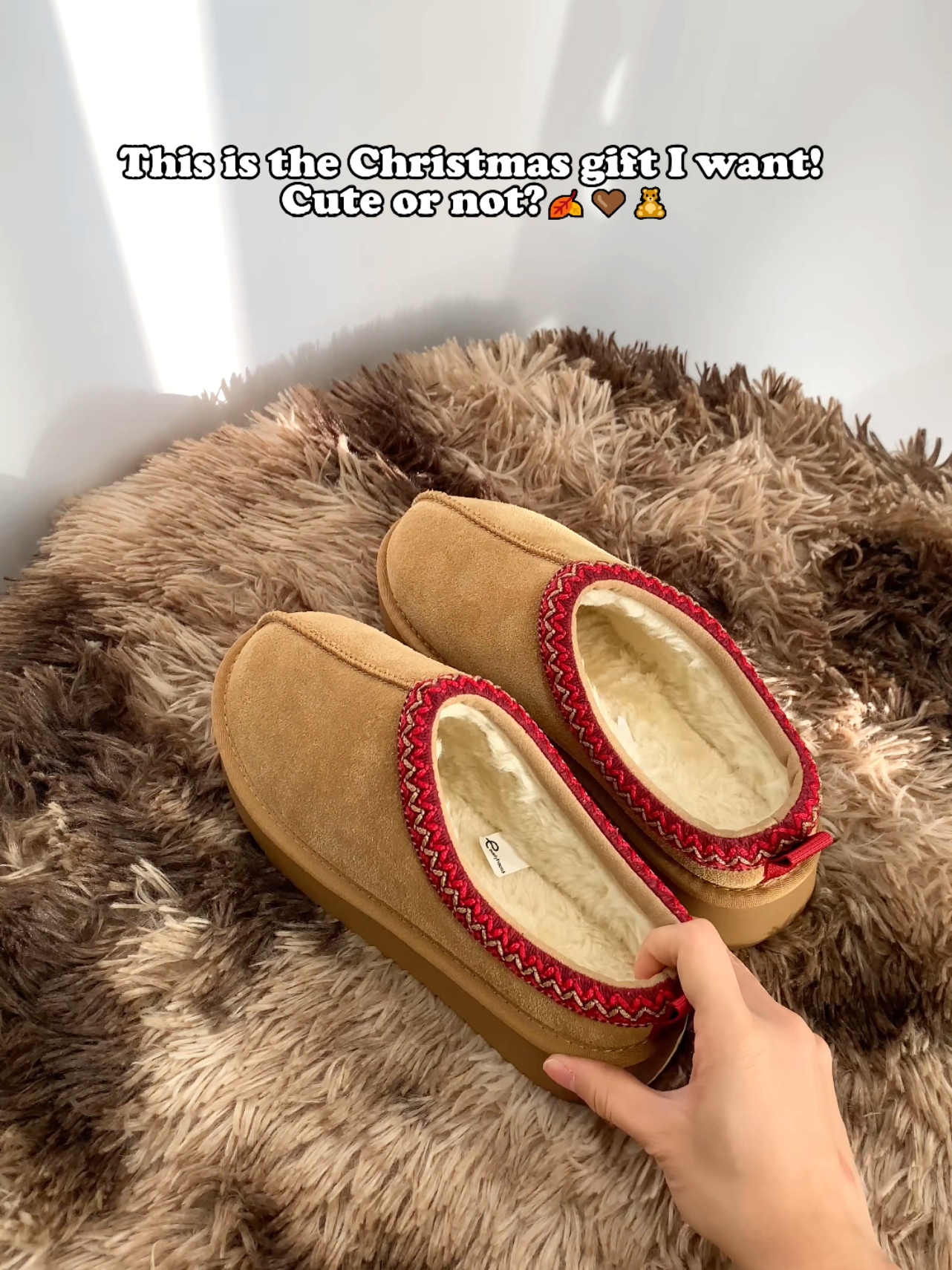 This is the Christmas gift I want! Cute or not?🍂🤎🫶🧸#falltok #autumn #summerween #fall #fallaesthetic #fall2024 #cozy #cozyvibes #cozyhome #cozyaesthetic #neutralaesthetic #digitaldiary  #aesthetic #pinterestaesthetic #slippers #winter #comfystyle #cozy #shoetok #comfystyle #cozy #shoetok  #fallvibes #wool  #shoes #foryoupage #foryou #sheepskinslippers #evellyhootd #evellyhootdshoes #winteroutfit #fashion  #tiktokgetyouwarm #winter #viral #winterfashion #fashiontok #fyp #fypシ #foryou #shoes #christmasdecorations  #cozylittlechristmas #winterfashion #christmas #christmashaul #fallfashion  #fallaesthetic #foryoupage #outfits #houseslippers 