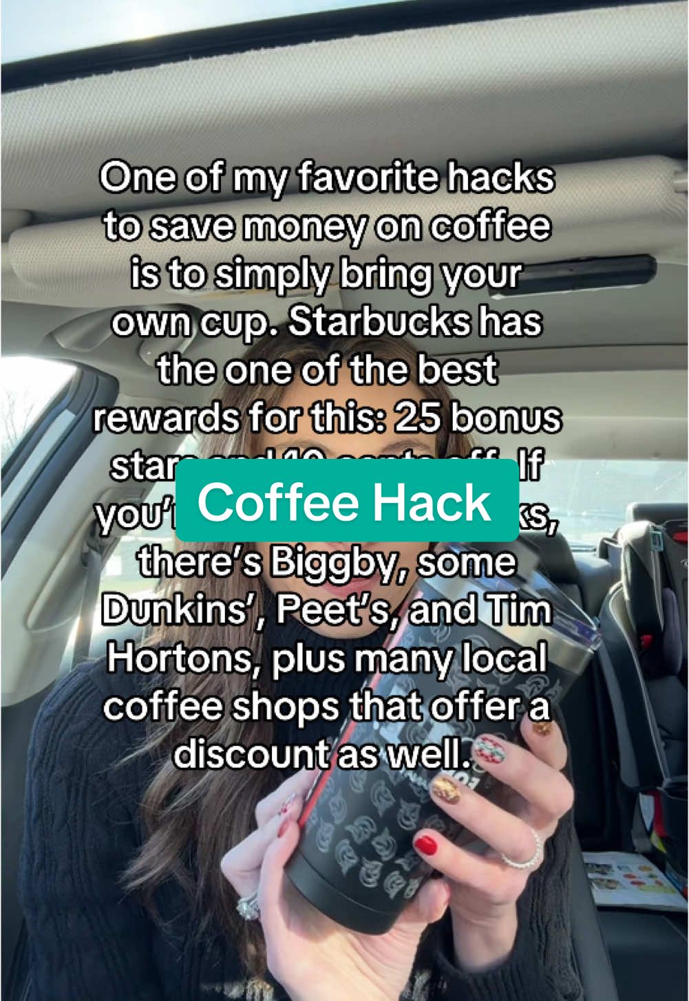 Not to mention helping out by avoiding single use products at least once in a day #coffee #coffeehack #moneyhack #starbucks #dunkin 