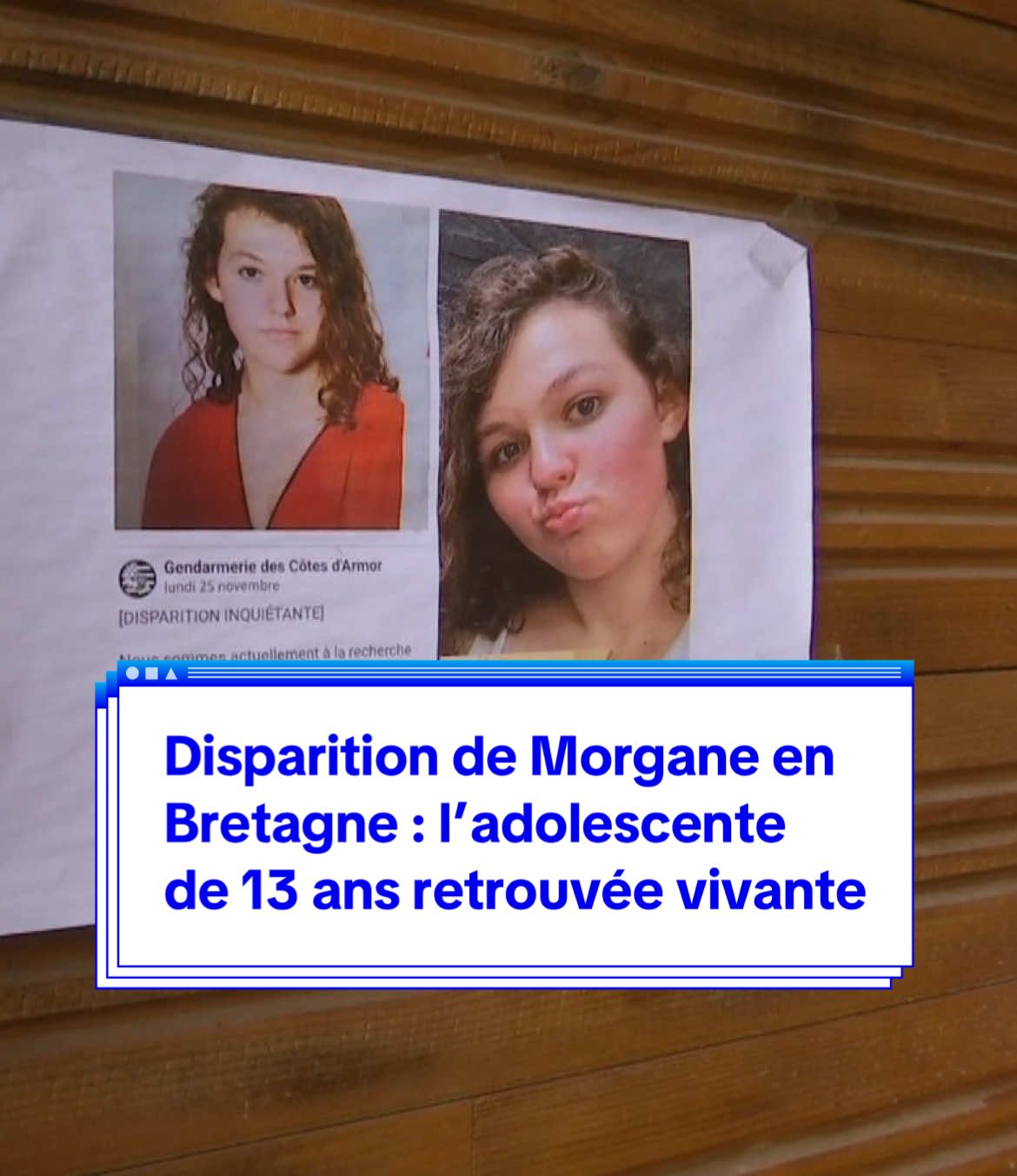 Morgane Rivoal, la jeune adolescente de 13 ans portée disparue depuis le 25 novembre à Pabu, dans les Côtes-d'Armor, a été retrouvée vivante, a appris BFMTV ce mardi 10 décembre auprès du procureur de Saint-Brieuc #morgane #disparition #bretagne 